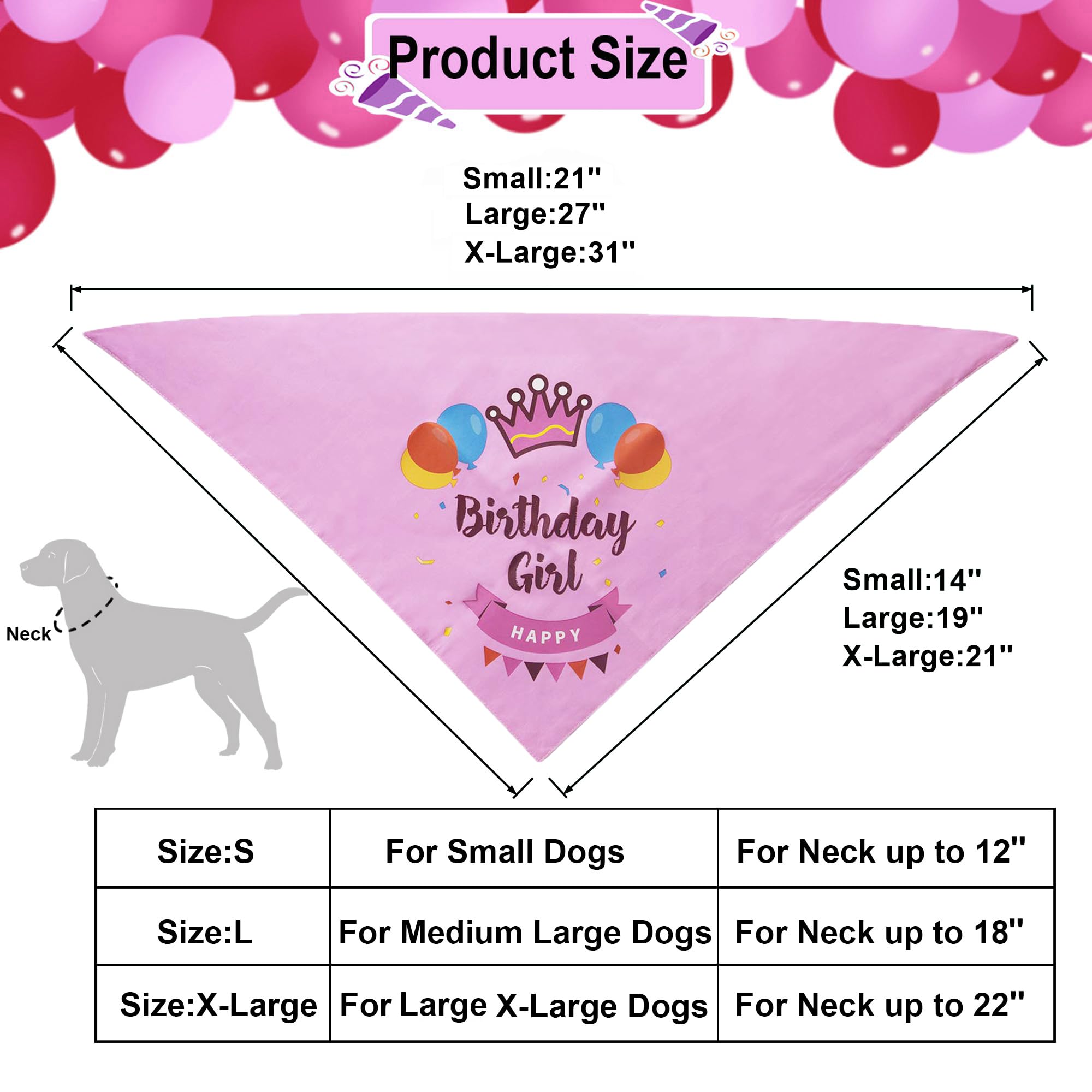Adoggygo Dog Birthday Hat Bandana Girl - Puppy Birthday Party Supplies - Pink Puppy Tutu Hat Scarf Banner Set For Small Dogs (Sm