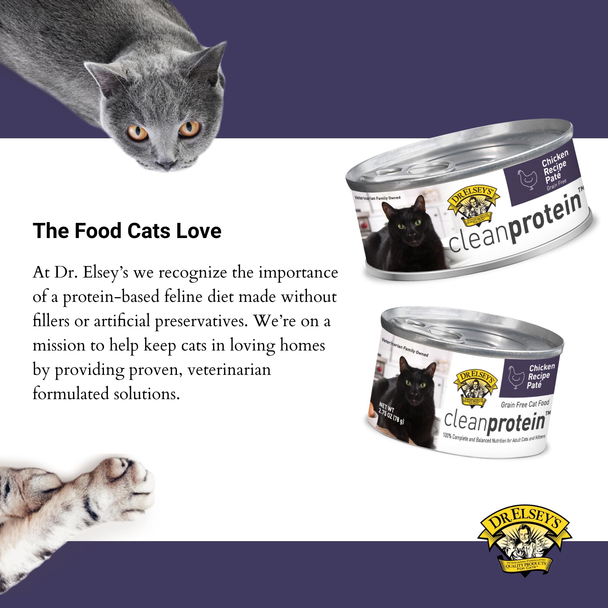 Dr. Elseys cleanprotein Chicken Recipe Wet Cat Food, 2.75 oz Can (Case of 24)