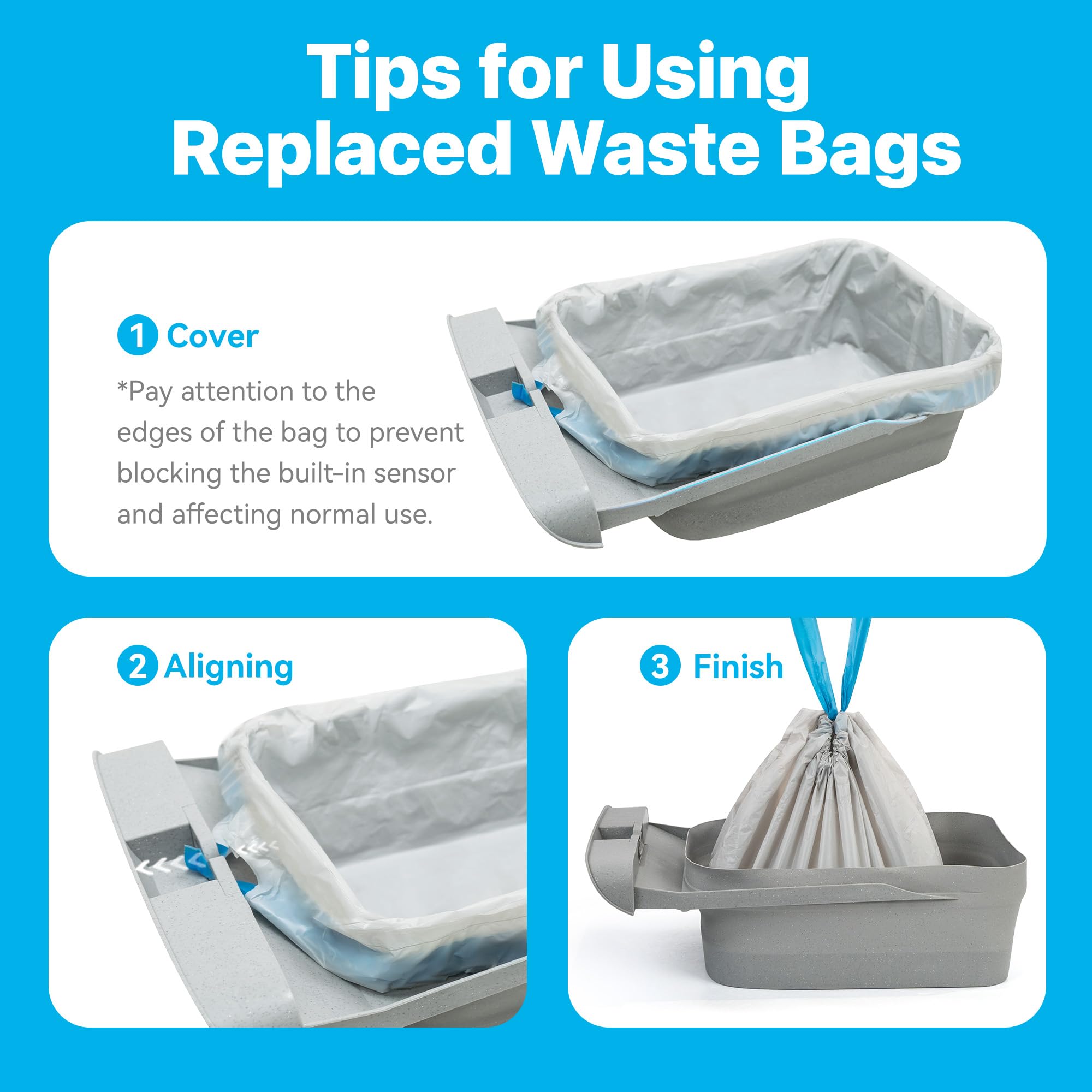 Neakasa Replaced Waste Bags-2 Rolls, Cat Litter Waste Receptacles Bags For M1 Open-Top Self-Cleaning Cat Litter Box