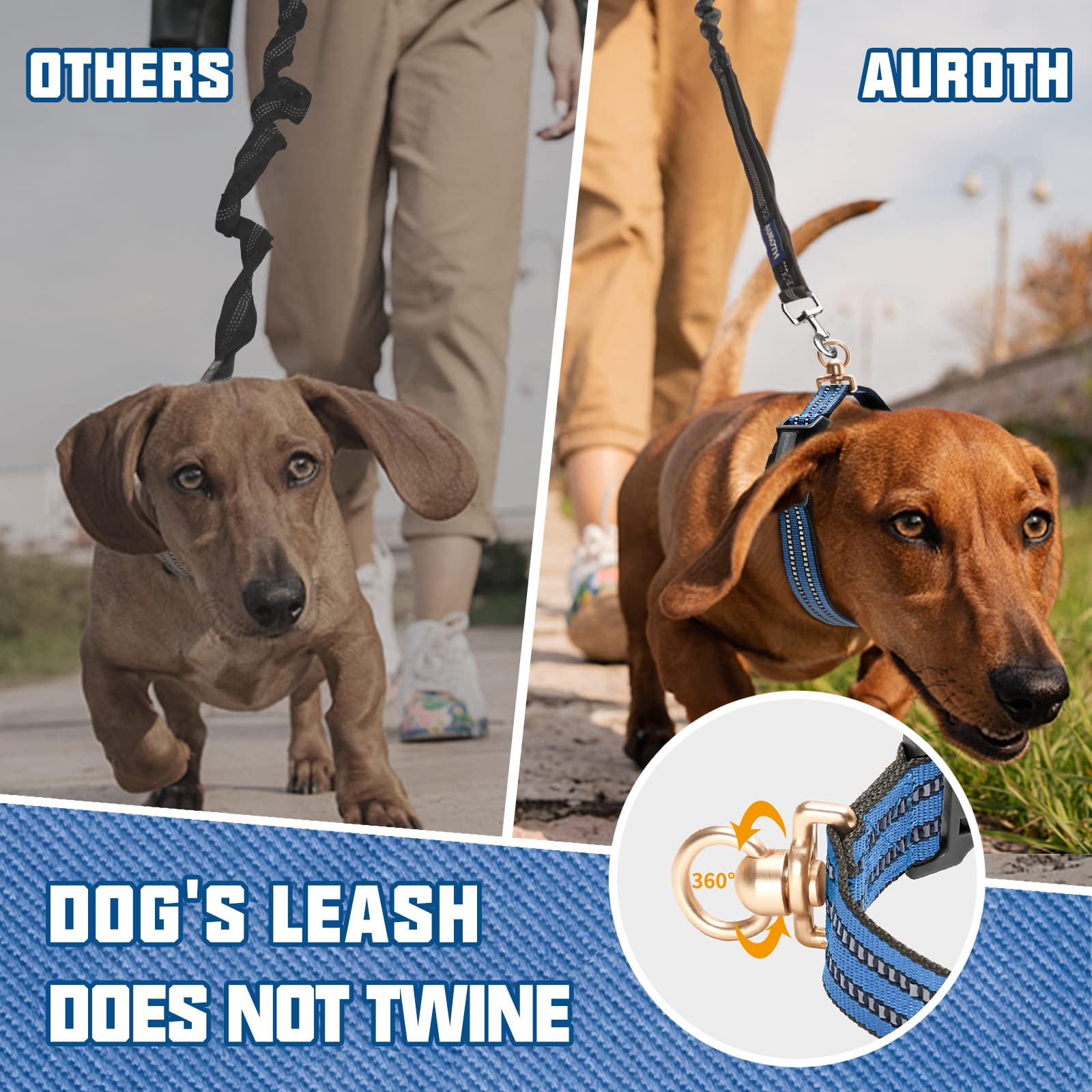 Auroth Dog Collar For Medium Large Dogs, Reflective Dog Collar, Soft Nylon Adjustable Dog Collars With Heavy Duty Metal D Ring Tangle Free (Medium:12'-19.6', Dark Blue)
