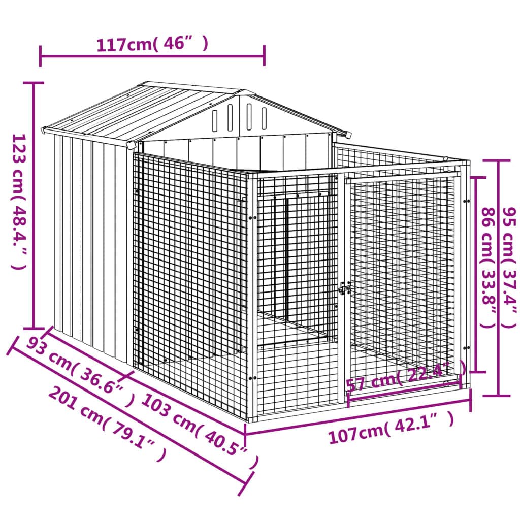 vidaXL Dog House with Roof Light Gray 46.1x320.1x48.4 Galvanized Steel