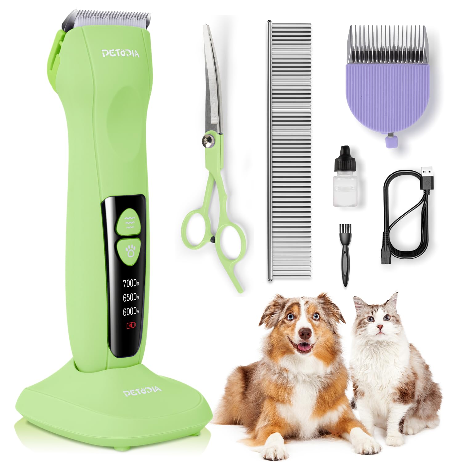 Petopia Professional Dog Clippers for Grooming, Low Noise Electric Quiet Dog Grooming Kit, Rechargeable Cordless Dog Shaver Clip