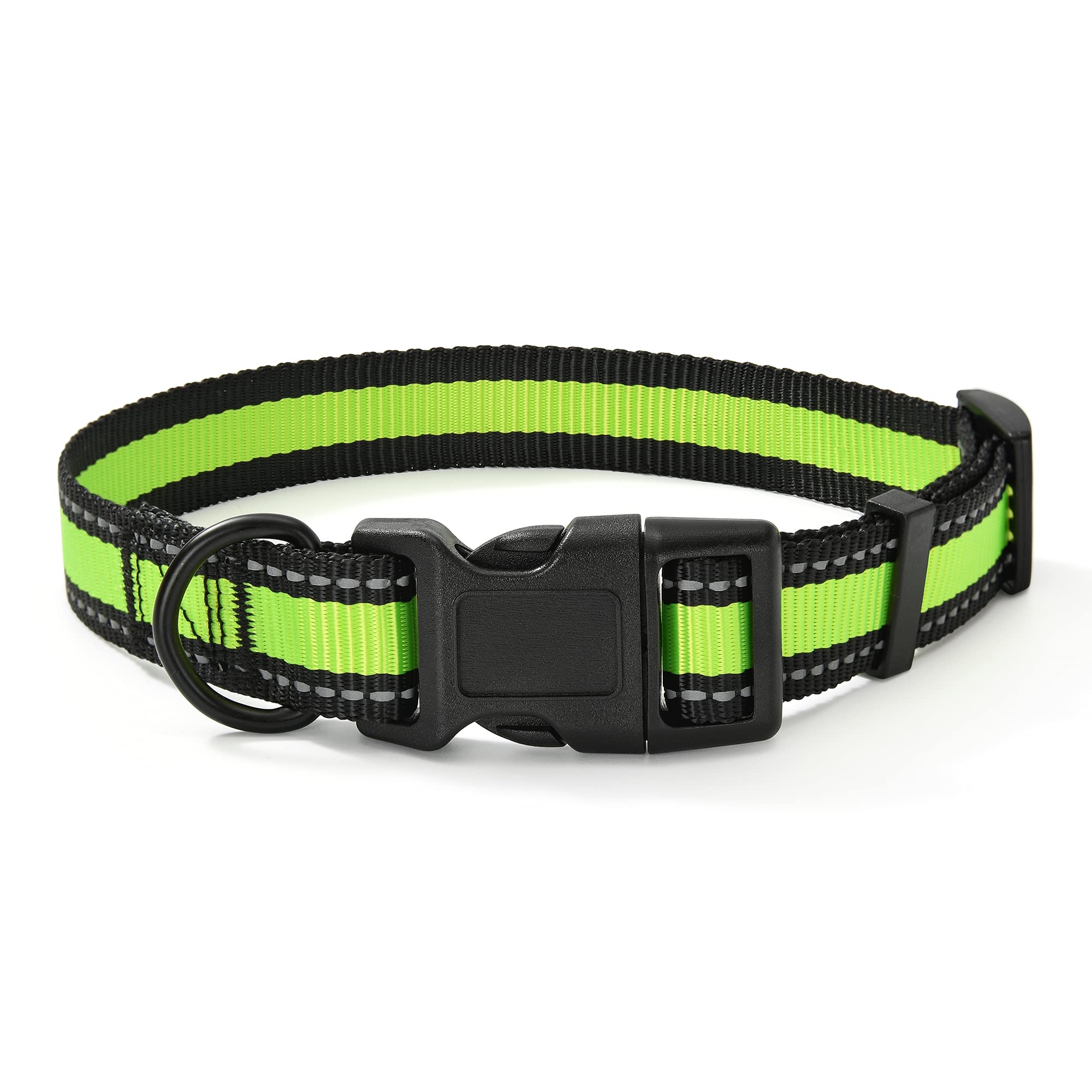Mile High Life Dog Collar | Nylon Reflective Dog Collars | Light Weight Puppy Collars | Lime Green Dog Collars For Medium Dogs (