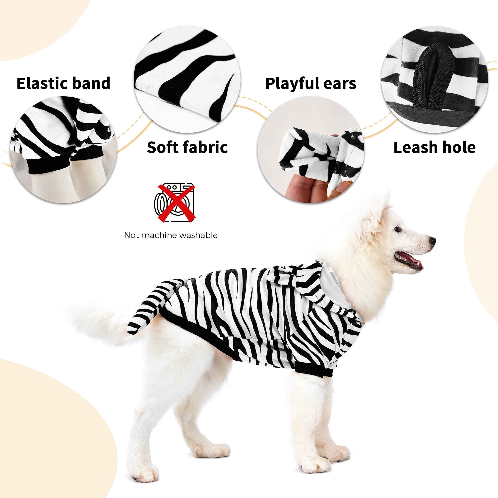 Nacoco Halloween Dog Tiger Costume - Pet White Tiger Cosplay Clothes Coat Hoodie Outfits Cute Warm Winter Apparel For Small And