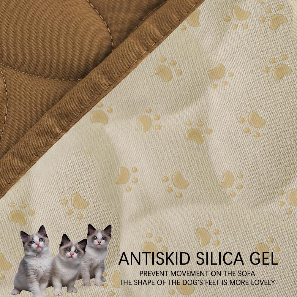 Ameritex Waterproof Pet Bed Cover Anti-Slip Dog Bed Blanket for Sofa and Furniture Waterproof New Pattern Design (Camel, 30x90 I
