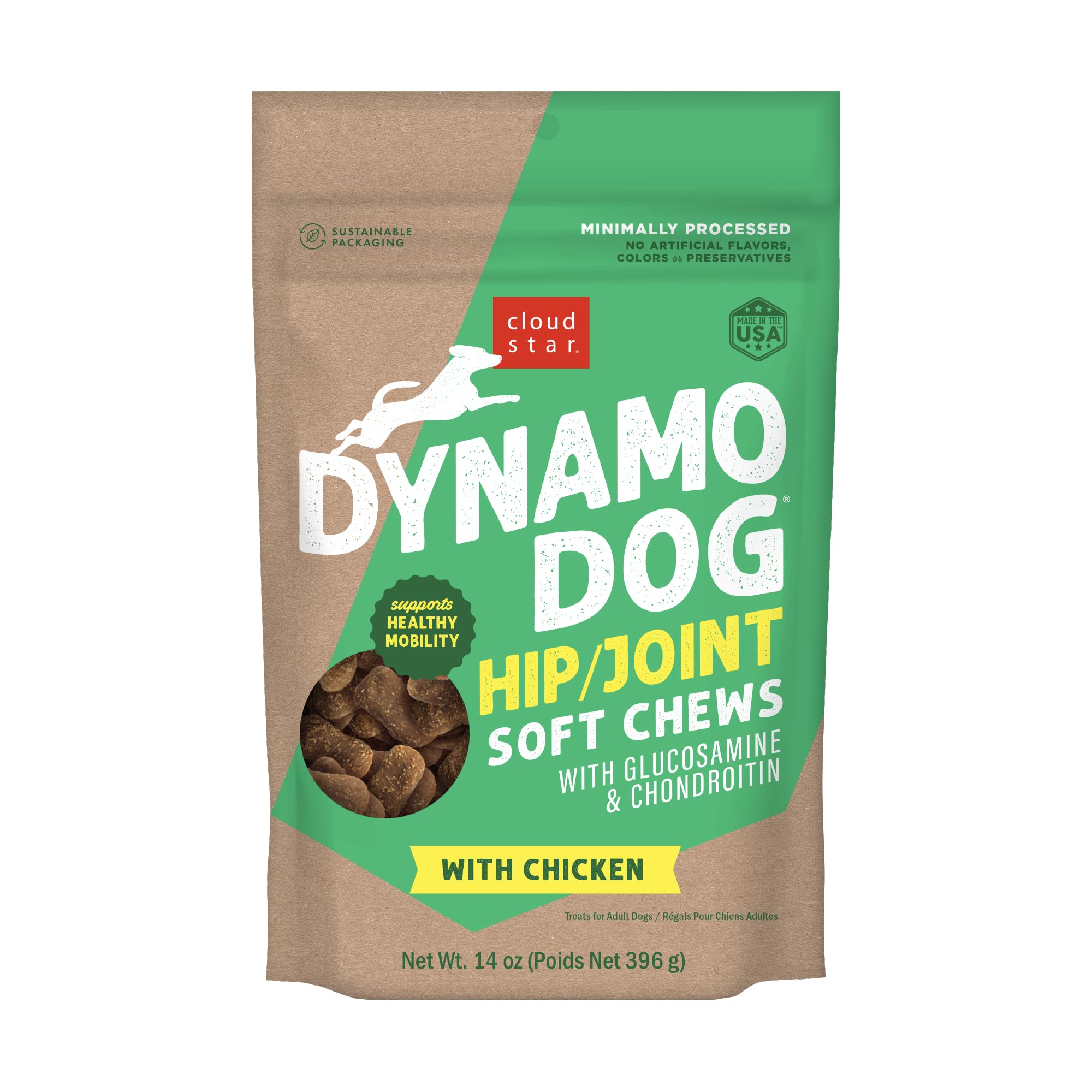 Cloud Star Dynamo Dog Hip & Joint Soft Chew Treats Chicken Formula - Grain Free - 14 oz (20132)