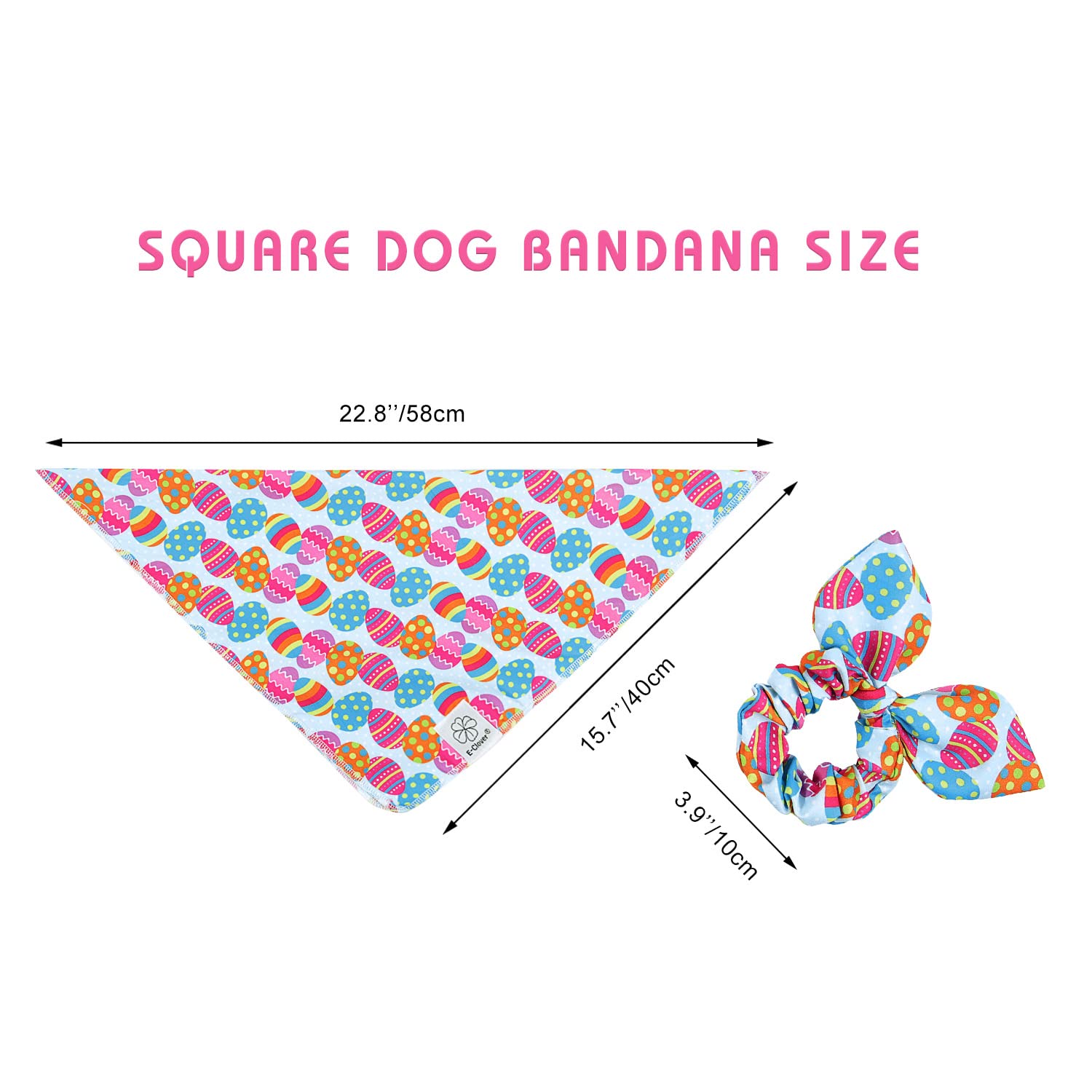 E-Clover Easter Dog Bandana & Matching Scrunchie Set Egg Dog Bandanas Scarf With Bunny Hair Tie For Small Puppy Dogs Pet Owner