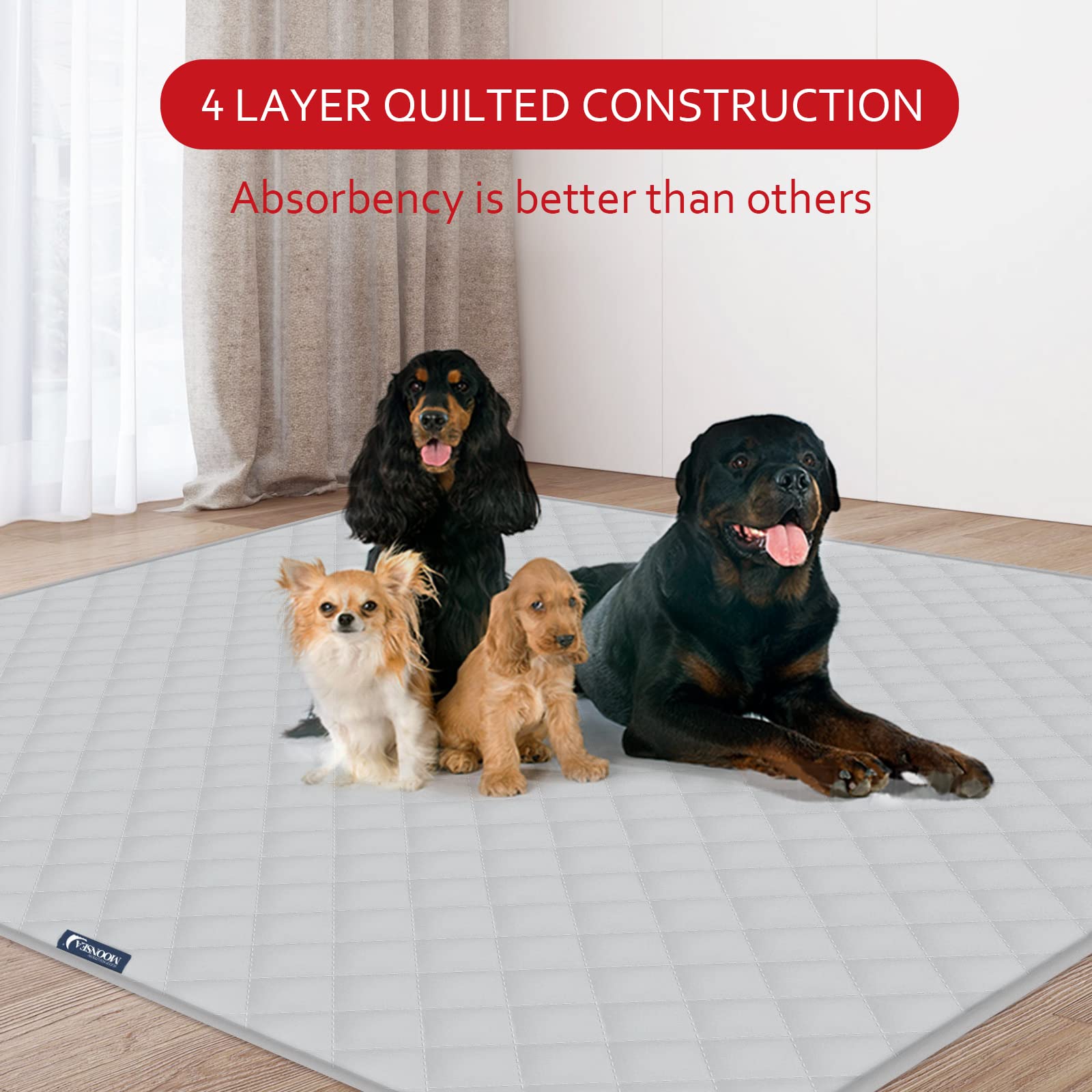 Washable Pee Pads For Dogs Extra Large, Reusable Quilted Dog Playpen Pads For Large Dogs, Non-Slip Whelping Pads, For Training,