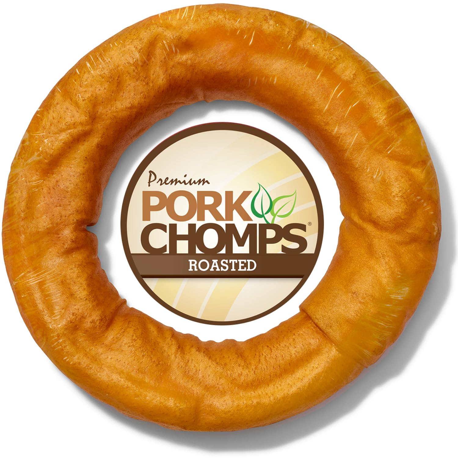 Pork Chomps Roasted Pork Skin Dog Chew - 6-inch Bagel, 4.34 oz, Brown