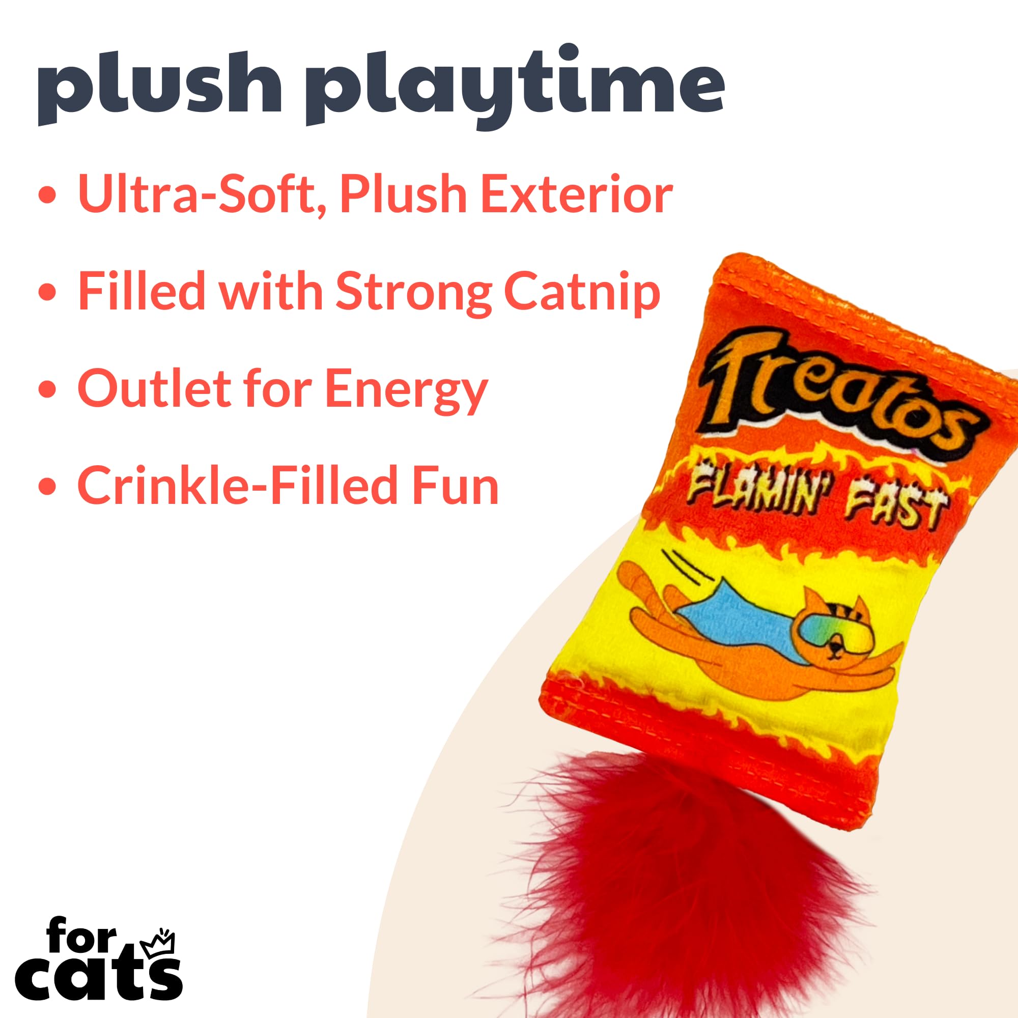 Huxley & Kent Plush Cat Toy - Treatos Snacks - Catnip Filled Interactive Toy - Orange - Model HK56081