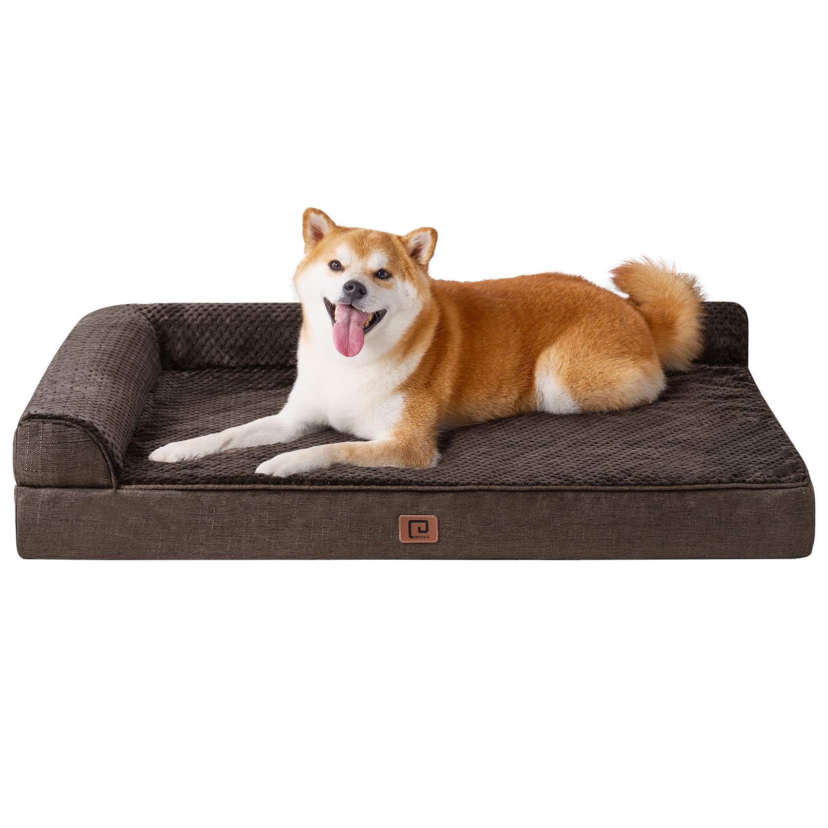 Eheyciga Memory Foam Orthopedic Dog Beds Large Sized Dog With Waterproof Lining, Washable Dog Sofa Bed With Removable Cover And Nonskid Bottom For Crate Pet Couch Bed, 35X23 Inches, Brown
