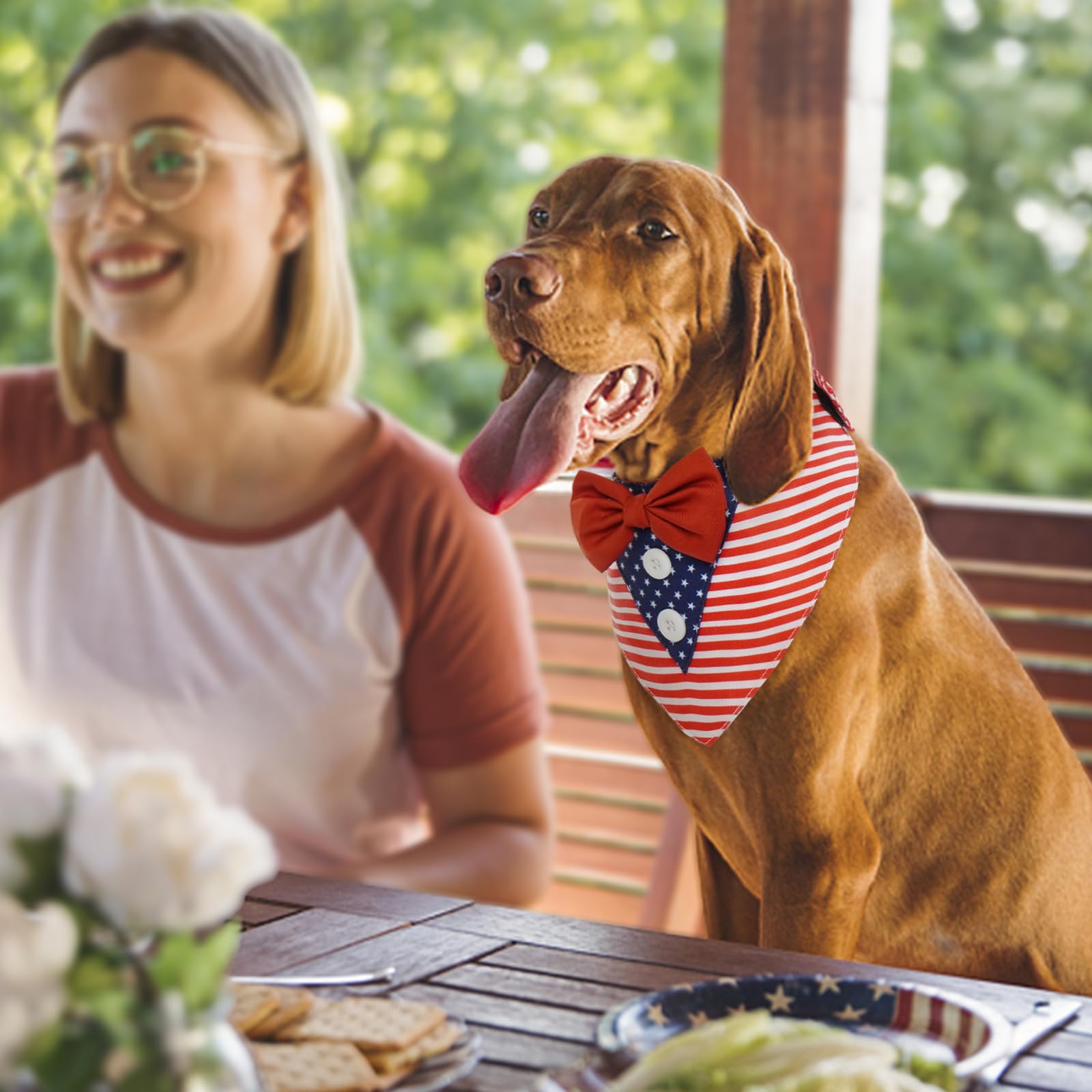 FUAMEY Independence Day Dog Scarfs 4Th of July Dog Bandanas American Flag Dog Tuxedo Pet Triangle Bibs Dog Holidays Outfit Dog C