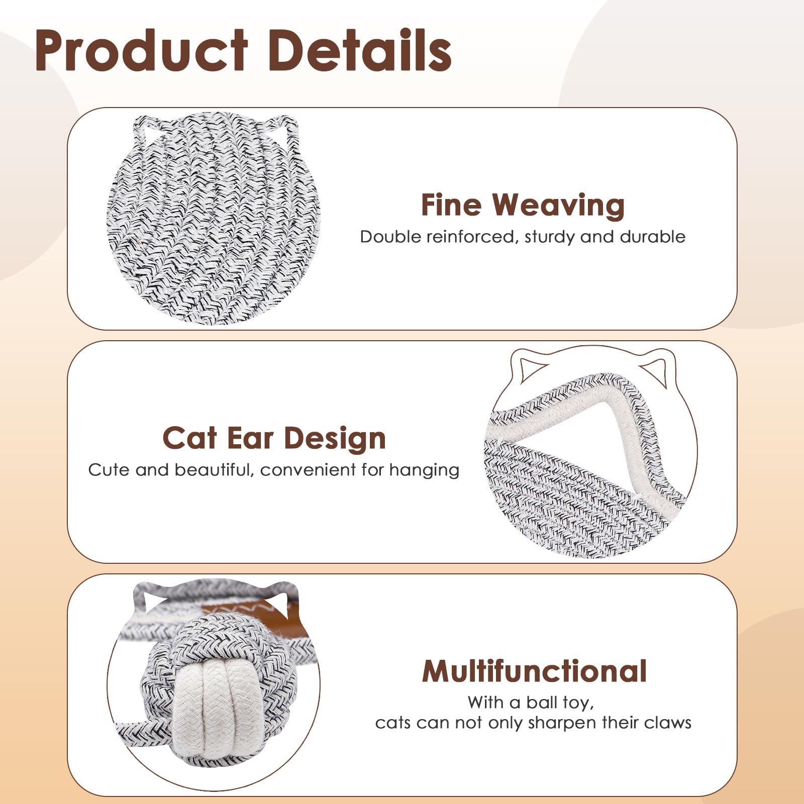 Cat Scratcher Mat, Natural Cotton Rope Cat Scratch Pad, 15.7'' Round Horizontal Floor Cat Scratching Pads For Indoor Cats, Cat F