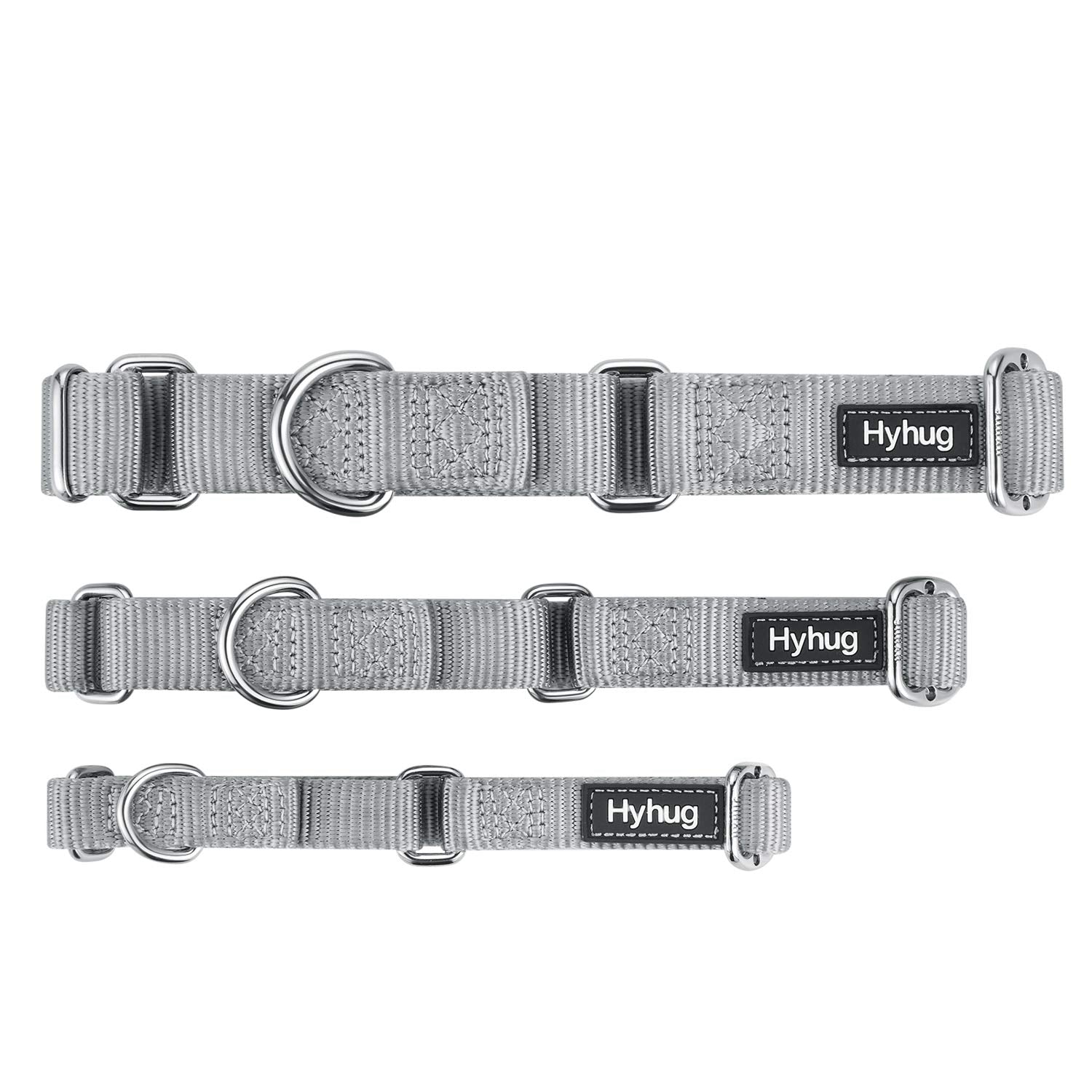 Hyhug Pets Premium Upgraded Heavy Duty Nylon Anti-Escape Martingale Collar For Pup Boy And Girl Dogs Comfy And Safe - Professional Training, Daily Use Walking. (Small, Sleet Gray)