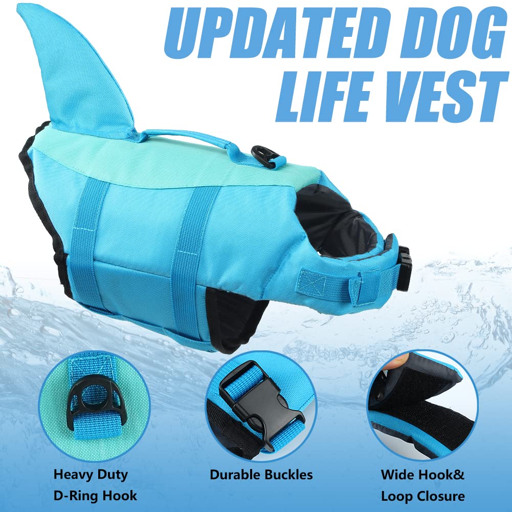 Emust Dog Life Jacket Shark, Dog Life Vests For Small, Middle, Large Dogs With Rescue Handle Pet Flotation Vest Safety Lifesaver