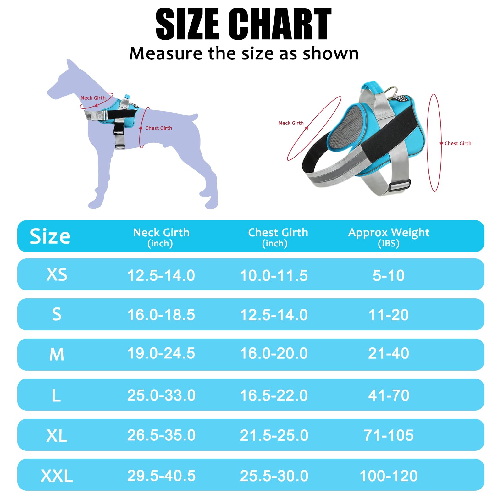 Bolux Dog Harness, No-Pull Reflective Dog Vest, Breathable Adjustable Pet Harness With Handle For Outdoor Walking - No More Pulling, Tugging Or Choking (Oceanicblue, Xx-Large (Pack Of 1))