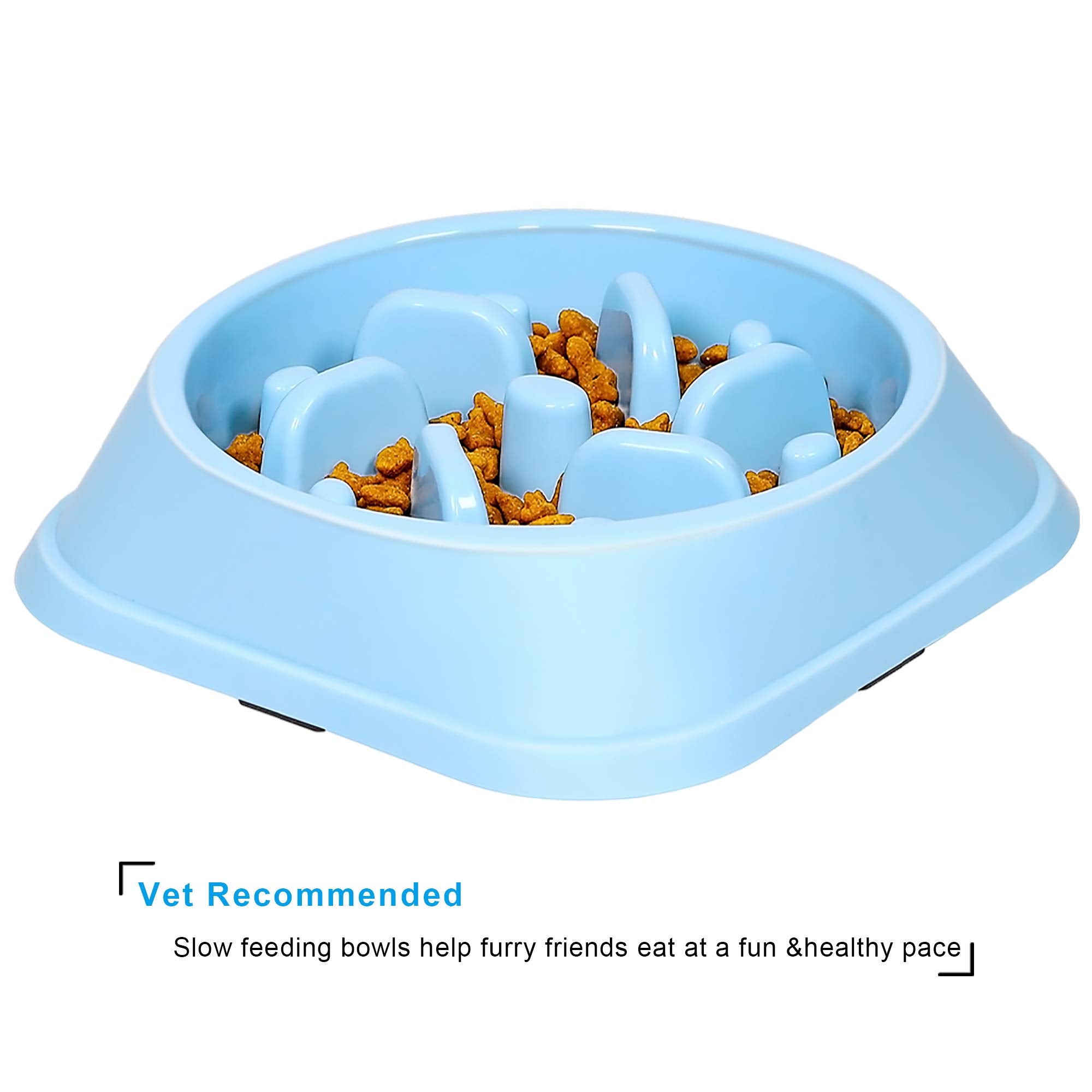 UPSKY Slow Feeder Dog Bowl - Anti-Slip Puzzle for Small/Medium Dogs (15-50 lbs) - Blue, Plastic, Model 012