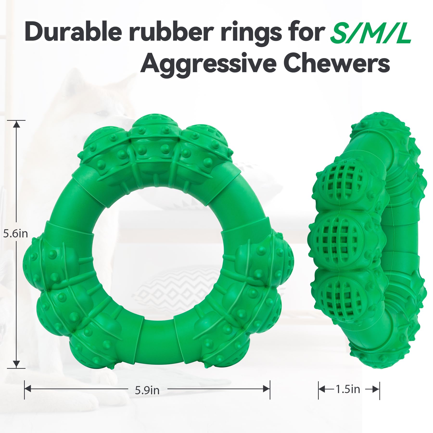 DAOZIJI Indestructible Dog Chew Toys for Aggressive Chewers, Super Dog Chewer Toys for Medium Large Dogs, Interactive Dogs Ring