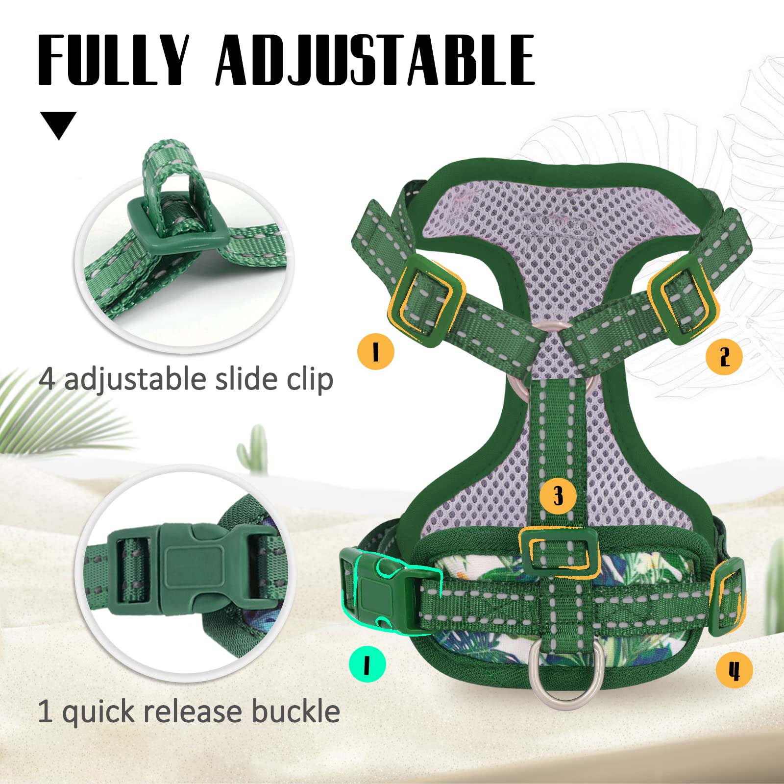 Supet Cat Harness And Leash Escape Proof For Walking, Adjustable For Large And Small Kittens Dogs