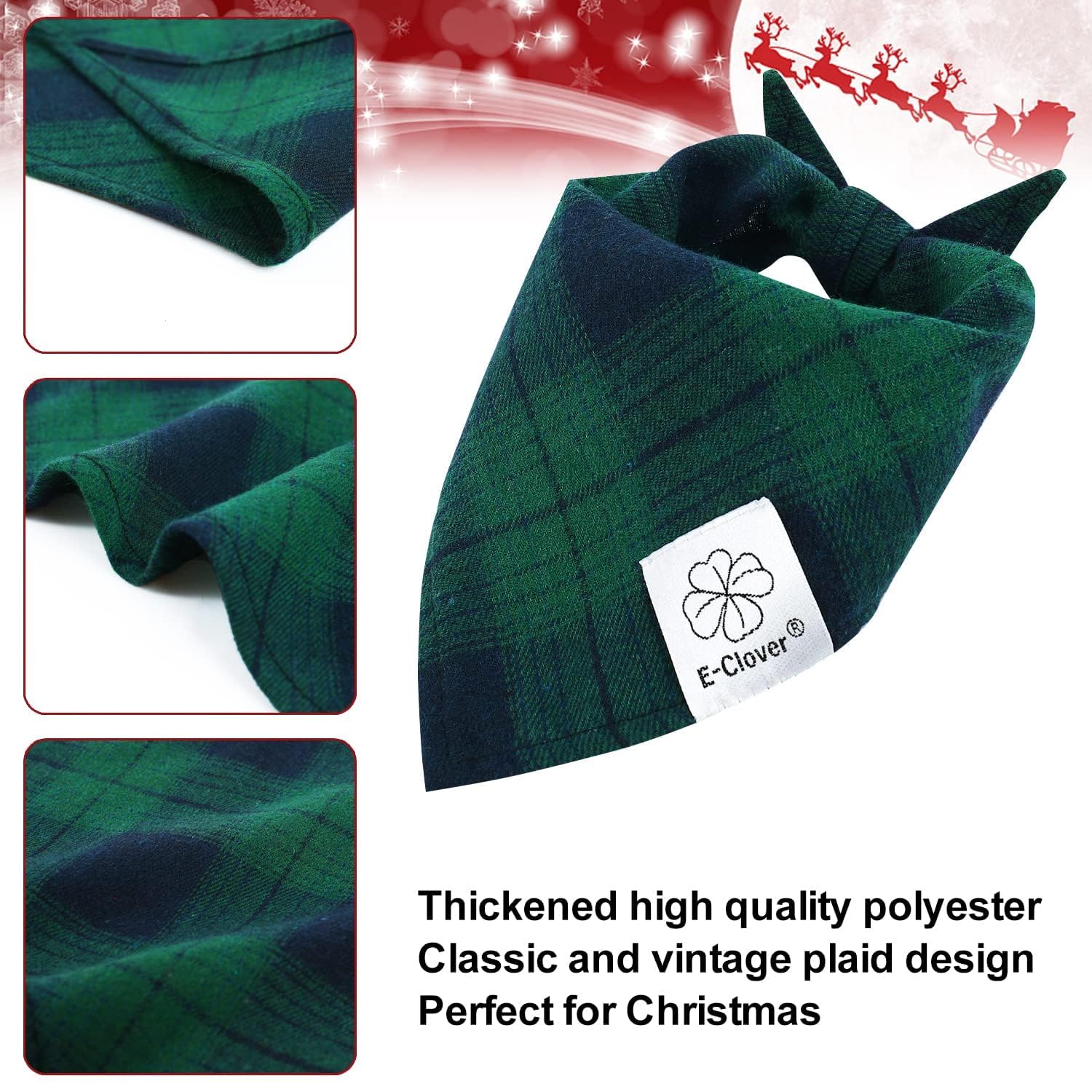 E-Clover Spring Dog Bandanas & Matching Scrunchie Set Plaid Dog Bibs Scarf Boy Triangle Kerchief Bandana For Small Dogs Puppy Bi