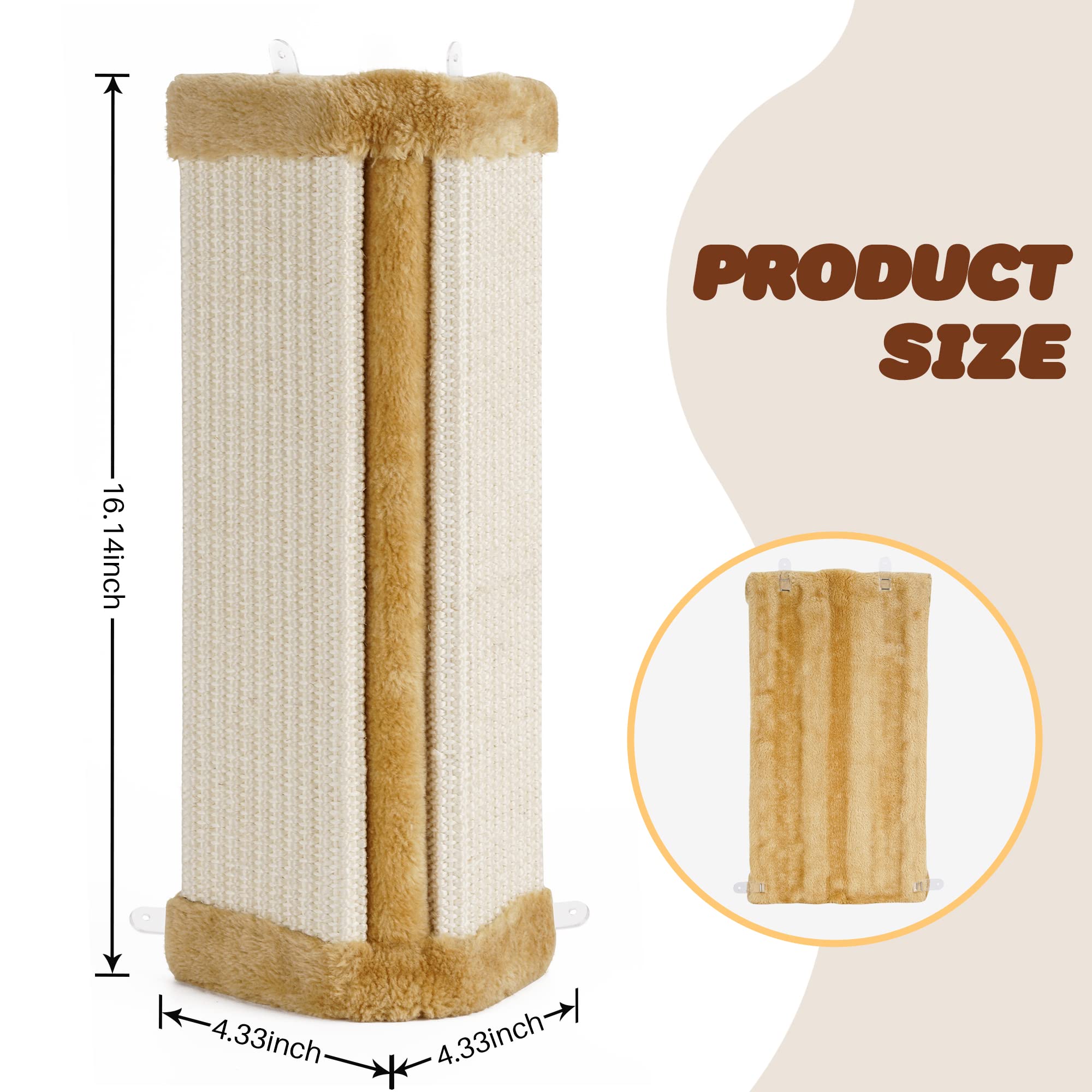 Lahas 2 Pcs Cat Wall Corner Scratcher Furniture Protector Kittens Scratch Board Sisal Cat Scratching Pad Wall Mounted For Indoor Cats