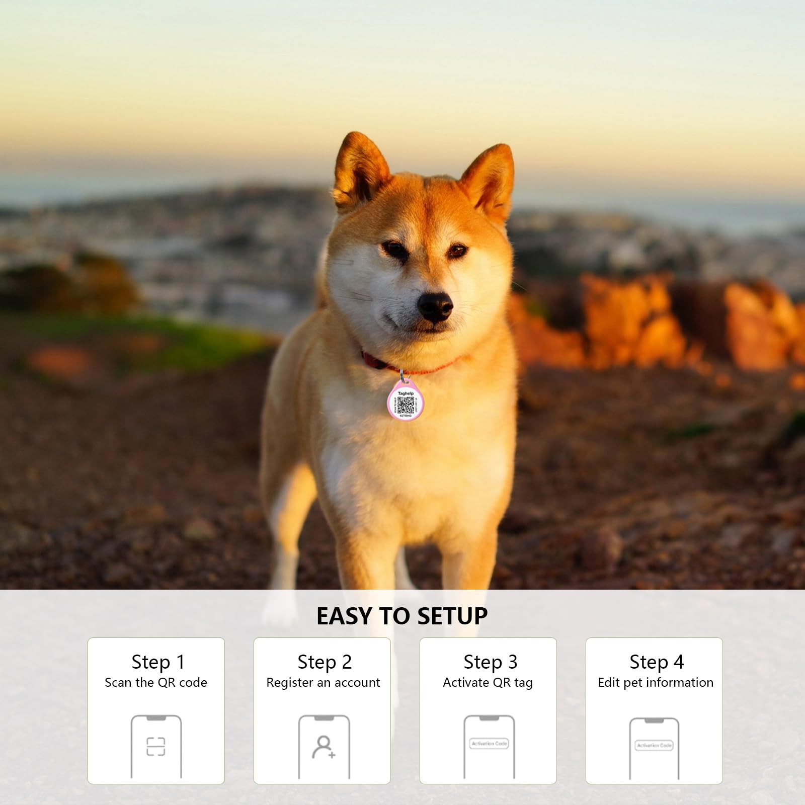 Qr Code Pet Id Tag For Dog Collars - Personalized Anti-Lost Tag With Instant Email Location Alerts - Silent Dog Id Tag,No App No