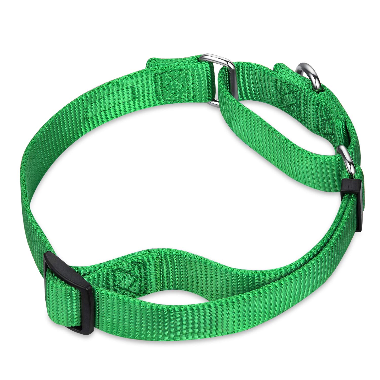 Hyhug Solid Color Nylon Martingale Collar, Heavy Duty Escape-Proof Pup Dog Collar. (Small, Lime Green)