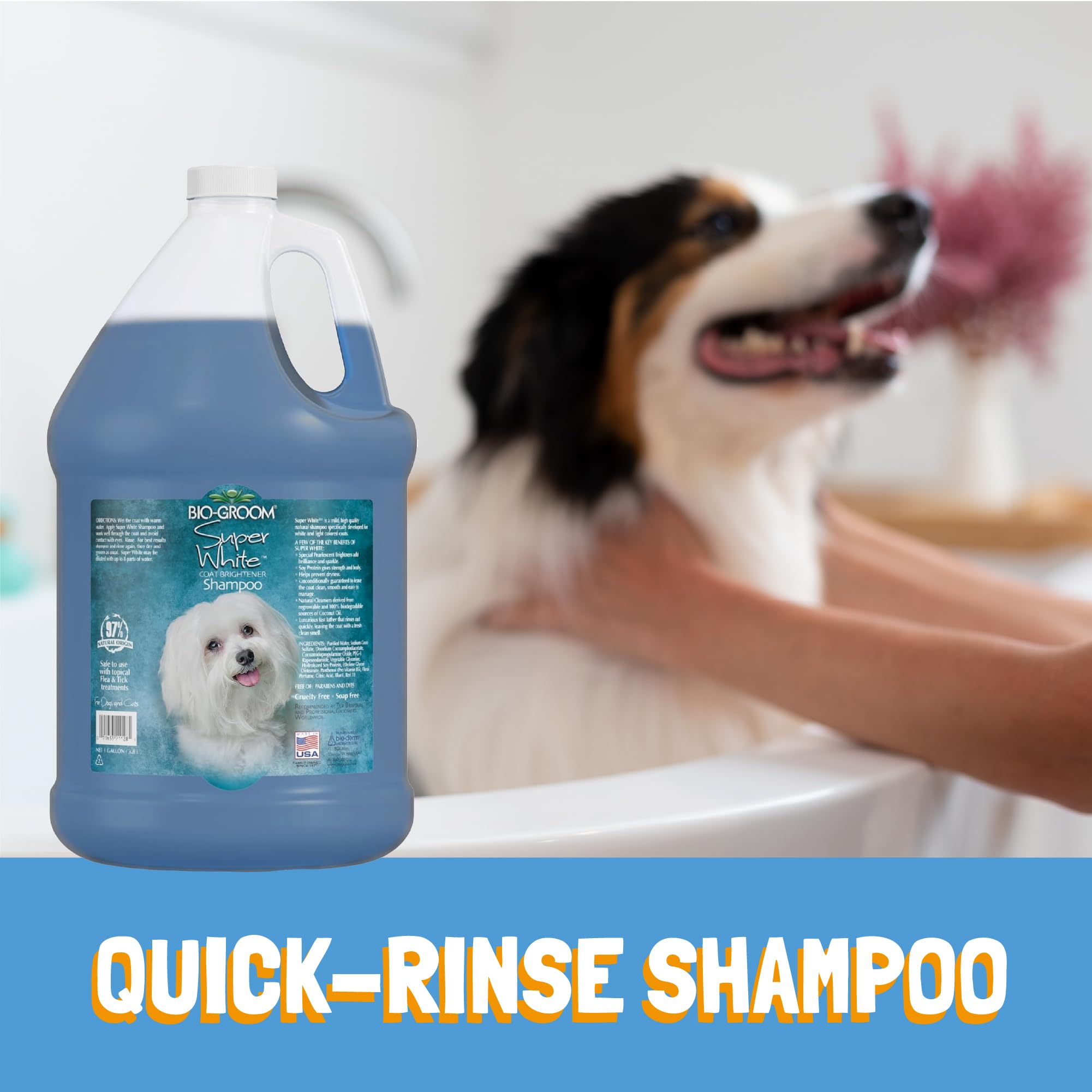 Bio-Groom Super Whitening Dog Shampoo - Whitening Pet Shampoo, Dog Bathing Supplies, Puppy Wash, Dog Grooming Supplies, Cruelty-