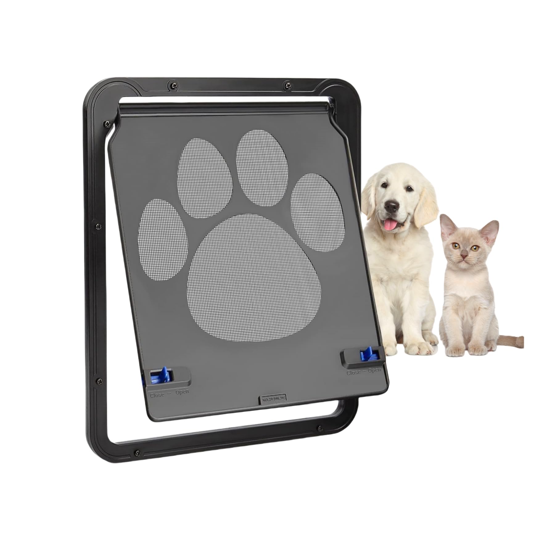 Kagoty Cat Door For Screen Door, Small Dog Screen Door, Magnetic Flap Doggy Door For Sliding Door, Lockable Cat Screen Door, 10 