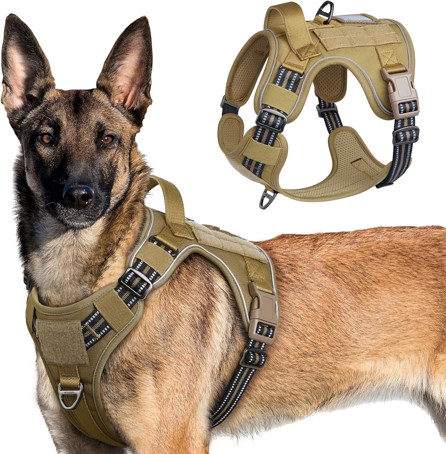 No-Pull Tactical Dog Harness MOLLE Vest for Medium & Large Dogs