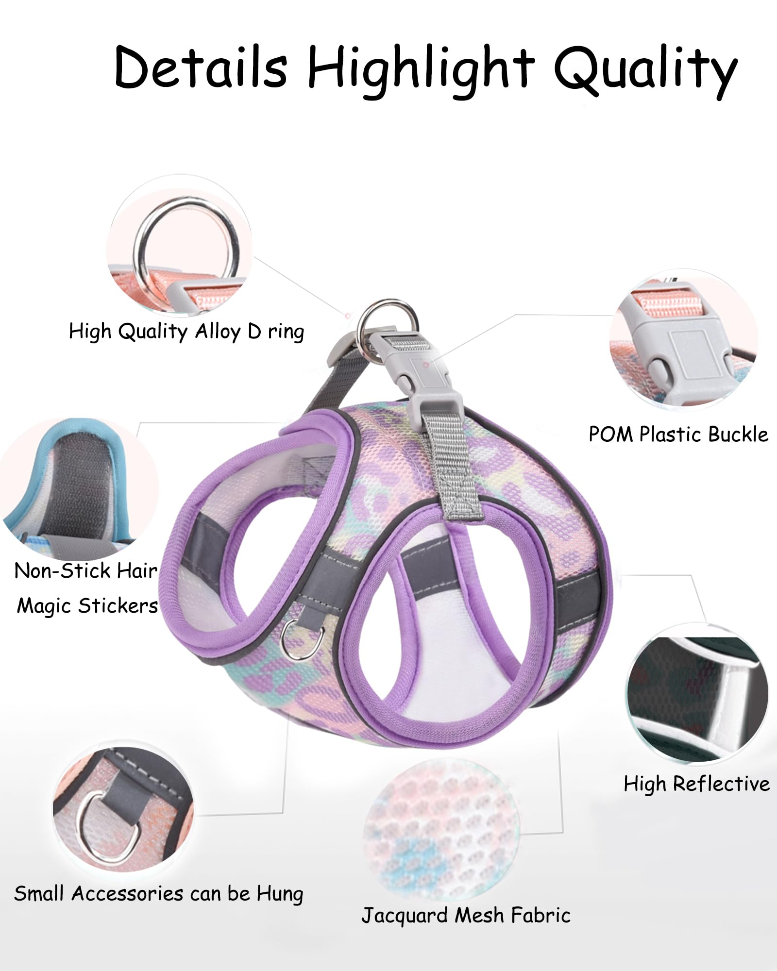 Aecllcea Dog Harness For Small Medium Dogs No Pull, Cat Harness And Leash Set, Puppy Harness For Small Dogs, Xs Dog Harness, Ste