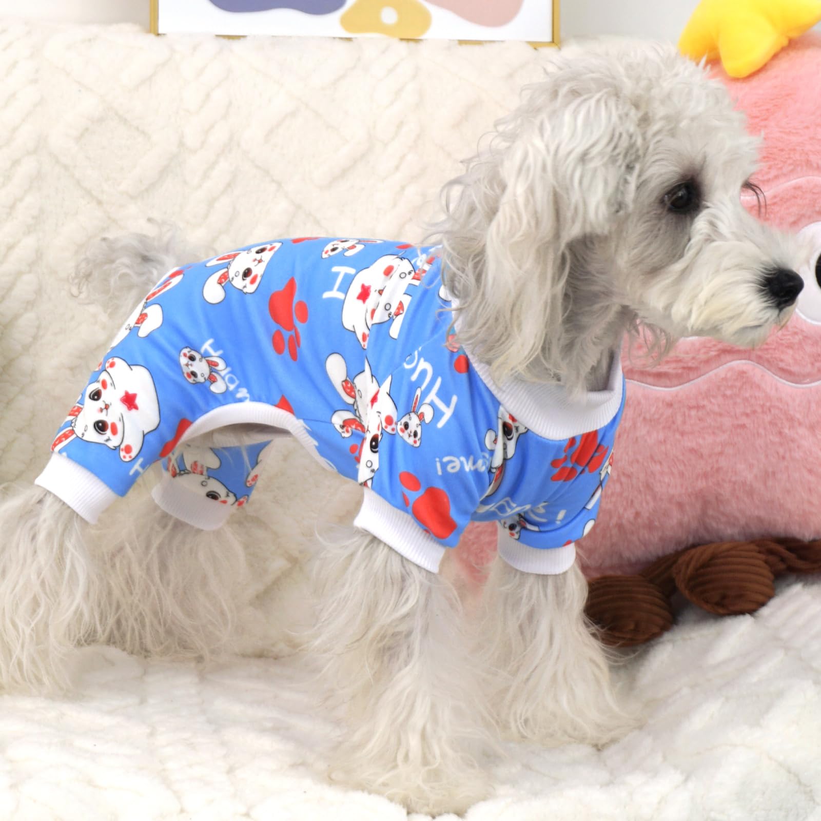 Xpudac Dog Pajamas Soft Stretchy Dog Clothes For Small Medium Dogs Pet Jumpsuit Cat Apparel-S