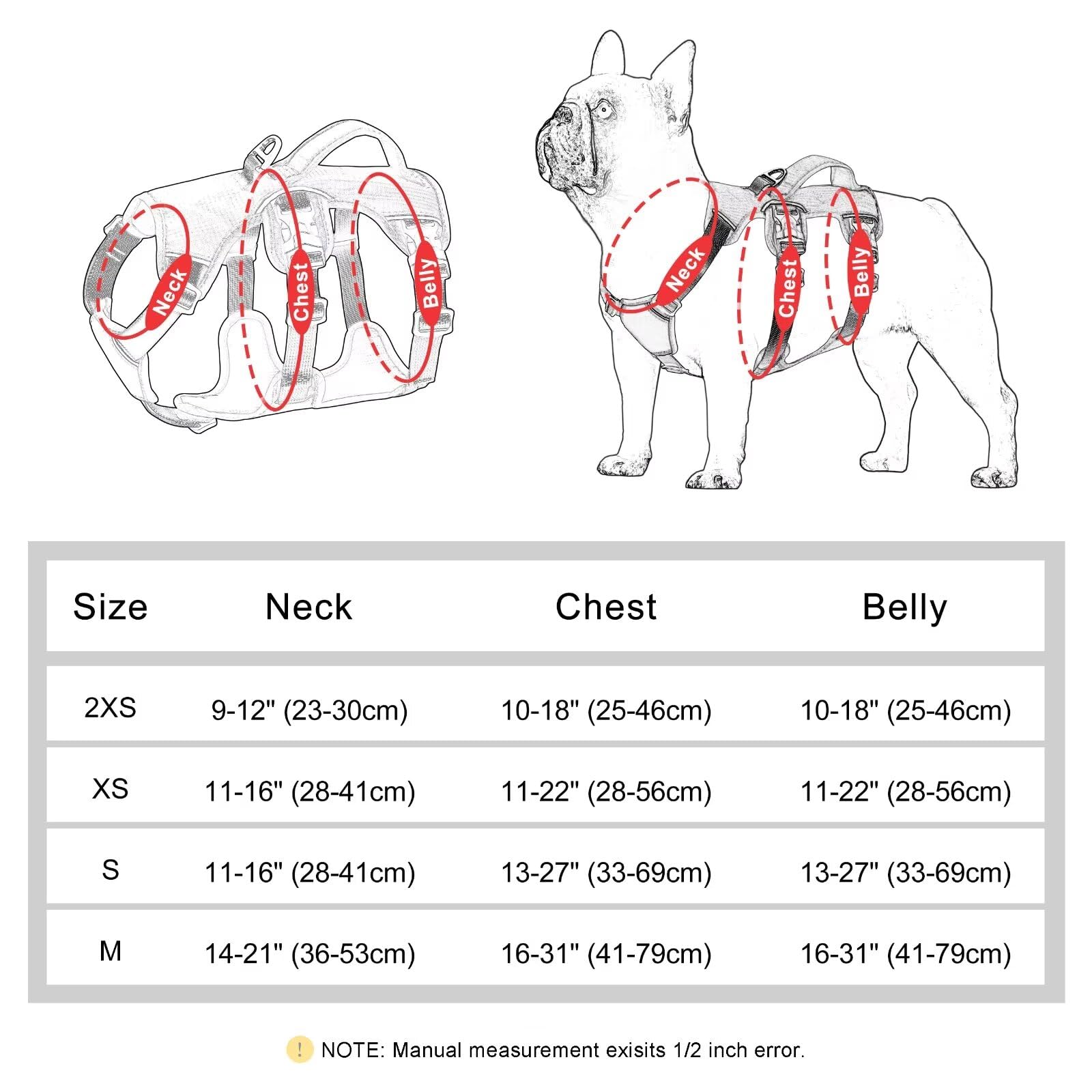 Beirui Escape Proof Dog Harness For Small Medium Large Dogs, Reflective Dog Harness No Pull With Padded Handle, Waterproof Dog Harness For Daily Walking Training (Red,Chest 16-31'')