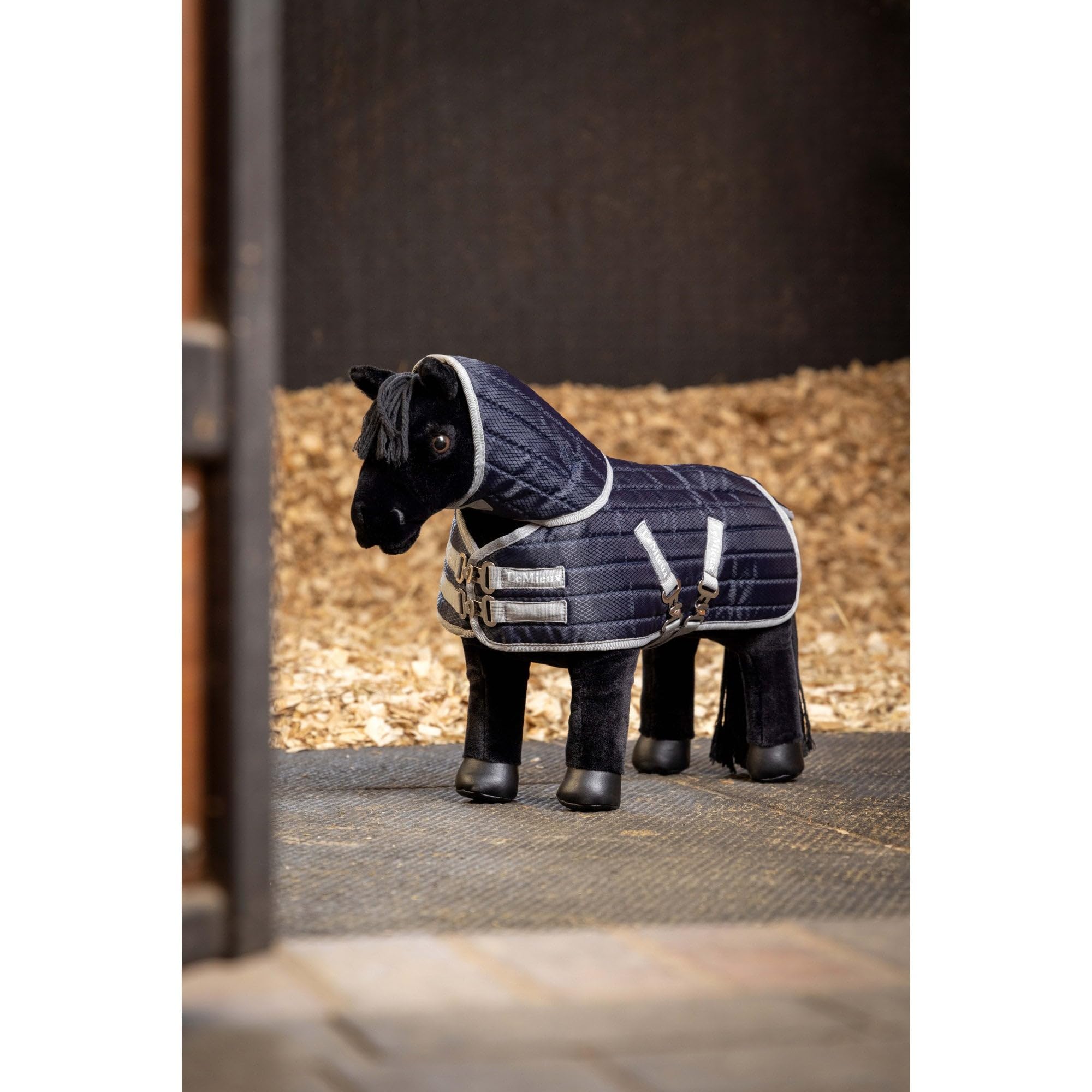 Lemieux Toy Pony Stable-Tek Rug - Fully Functional Buckles And Detachable Neck - Educational Toy - Navy