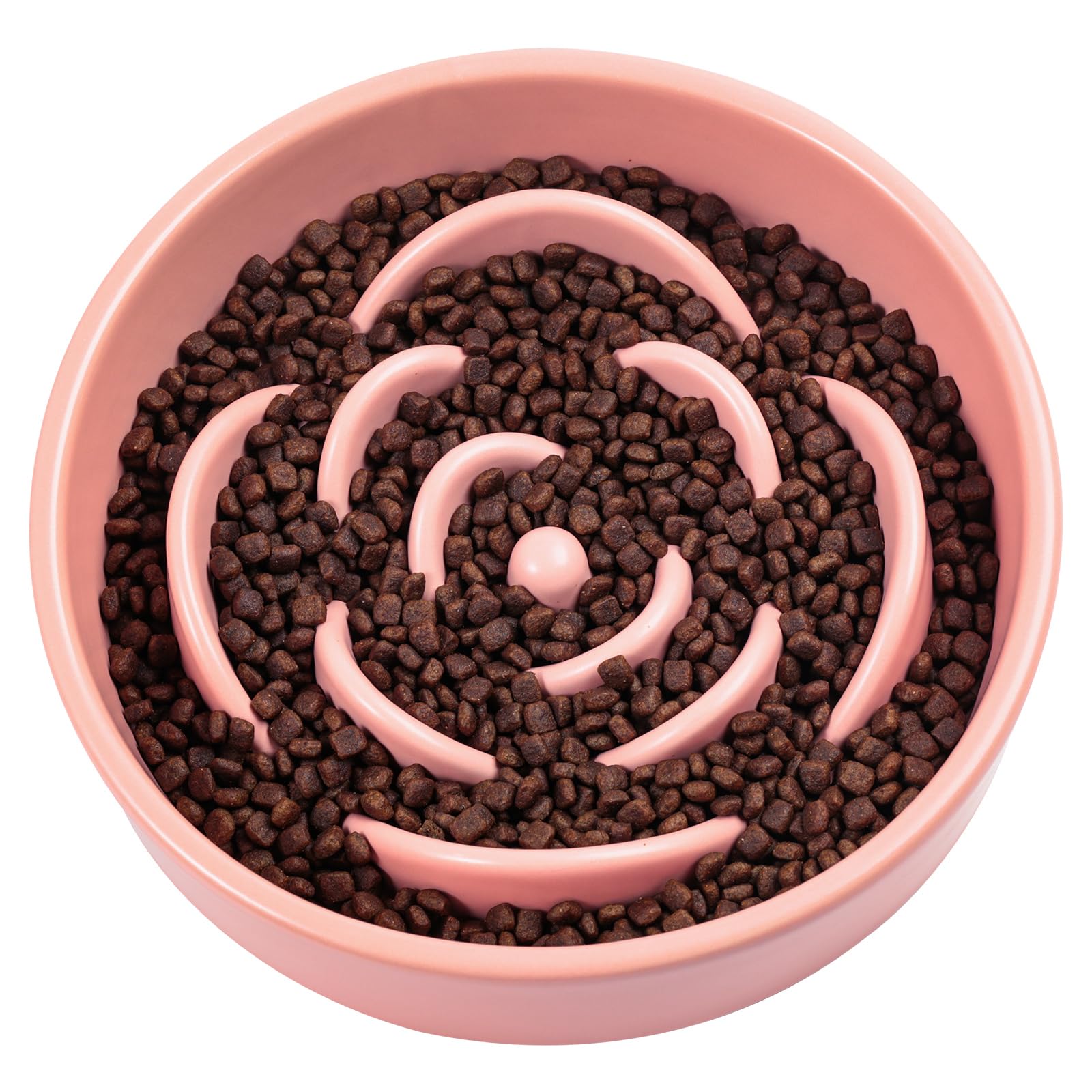 Pink Ceramic Dog Bowl Slow Feeder for Medium and Large Breed,1.5 Cup 8.26 in Slow Feeding Bowl,Puzzle Dog Food Bowl for Fast Eat