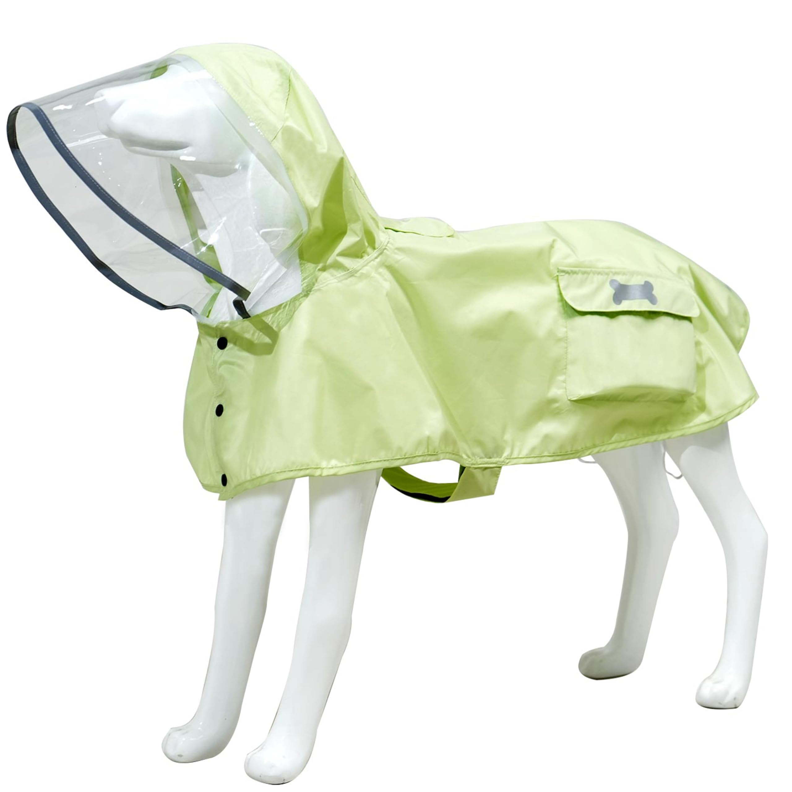 Waterproof Dog Raincoat, Adjustable Reflective Lightweight Pet Rain Clothes With Poncho Hood(X-Large,Light Green)