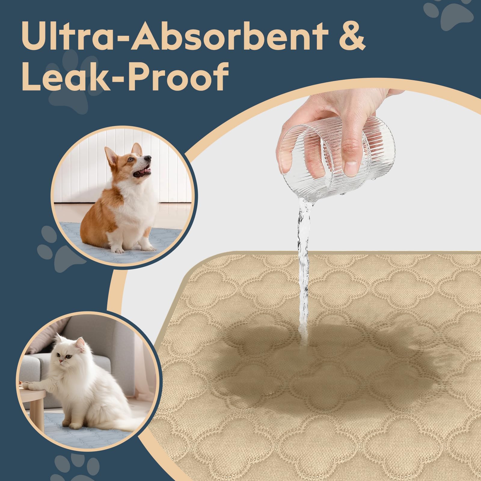 Funfurry Washable Pee Pads For Dogs - 2 Pack Reusable Puppy Pads,Waterproof Training Pads,Guinea Pig Cage Liner, Puppy Pee Pads