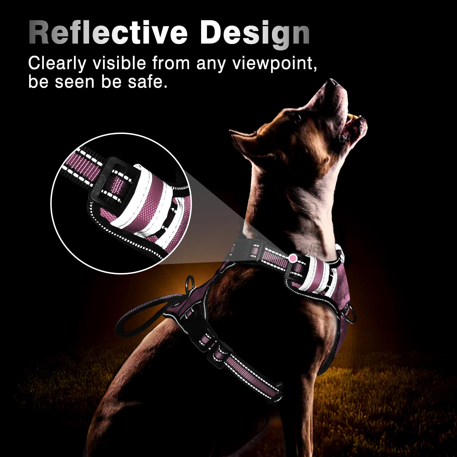 Winsee Service Dog Vest No Pull Dog Harness With 7 Dog Patches, Reflective Pet Harness With Durable Soft Padded Handle For Train