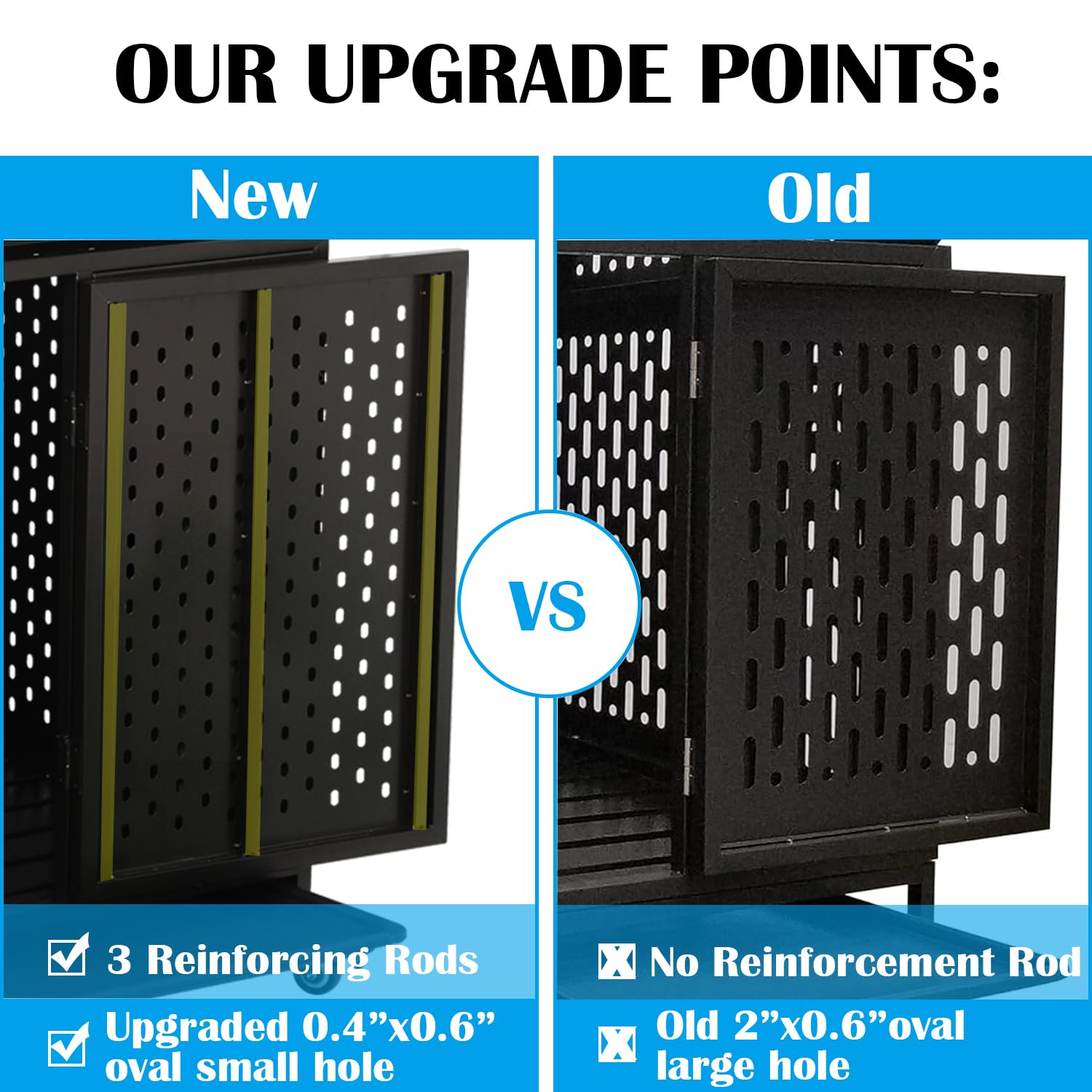 Ufyerutg 44' Indestructible Heavy Duty Dog Crate, Escape Proof Strong Steel Impact Pet Cage For Large Medium Dogs, High Anxiety