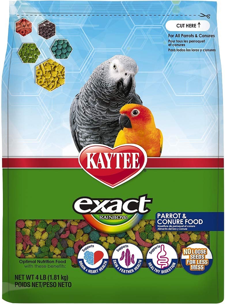 Kaytee Exact Rainbow Pet Parrot & Conure Food, 4 Pound