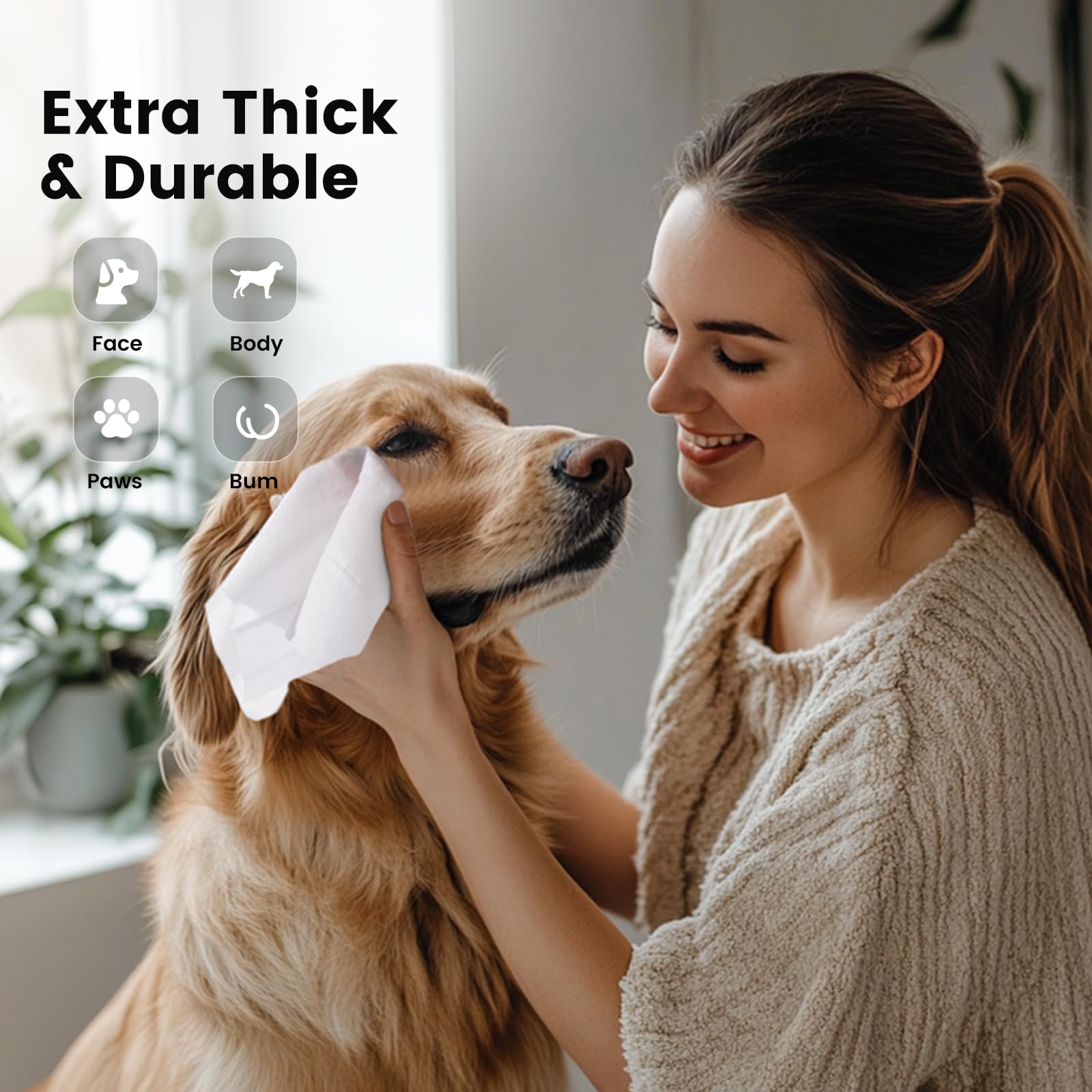 Gardner Pet Bamboo Dog Wipes For Paws And Butt, Dog Face Wipes Cleaning Deodorizing, Soothing Pets Wipes With Coconut Oil, Extra