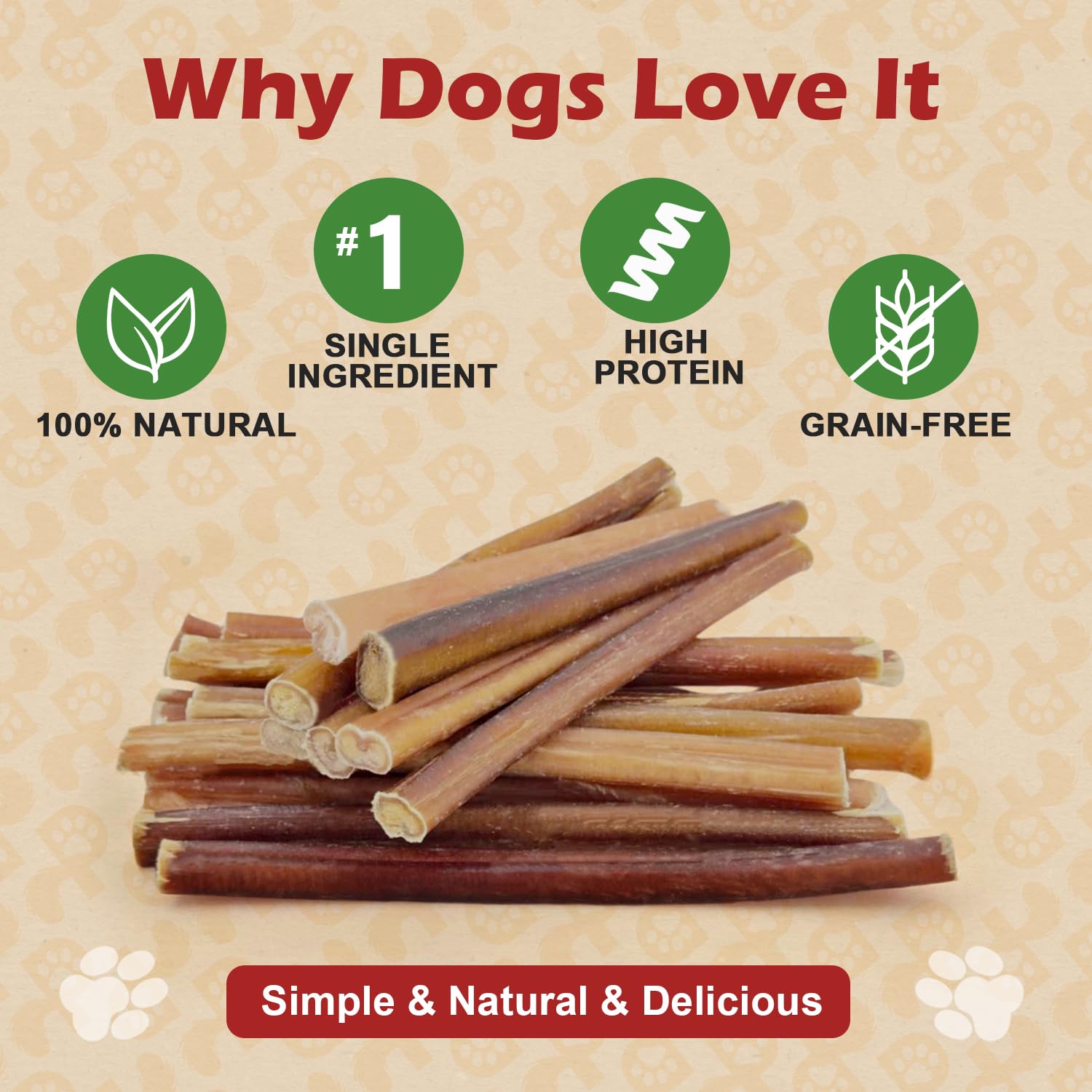 PETPURO Bully Sticks for Dogs 6 inch, 50 Pieces Grass Fed Beef Dog Chews, Bully Sticks for Small and Medium Breeds, Lower Odor L