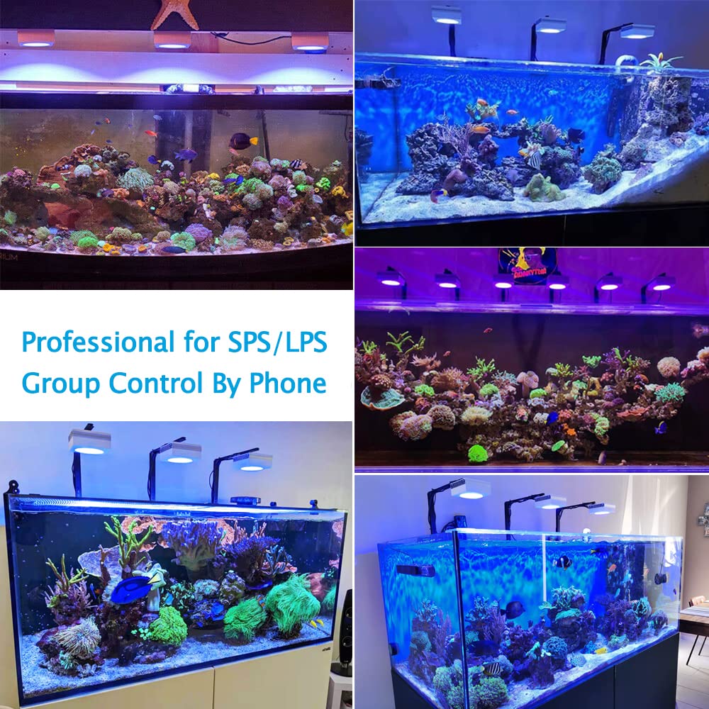 Popbloom Rl90 Led Aquarium Light 400W, Smart App Control Reef Light For Saltwater Coral Reef Growing Marine Aquarium Lamp For Reef Coral Sps/Lps Growth Fish Tank Light (4 Lamps With Hang Kit)