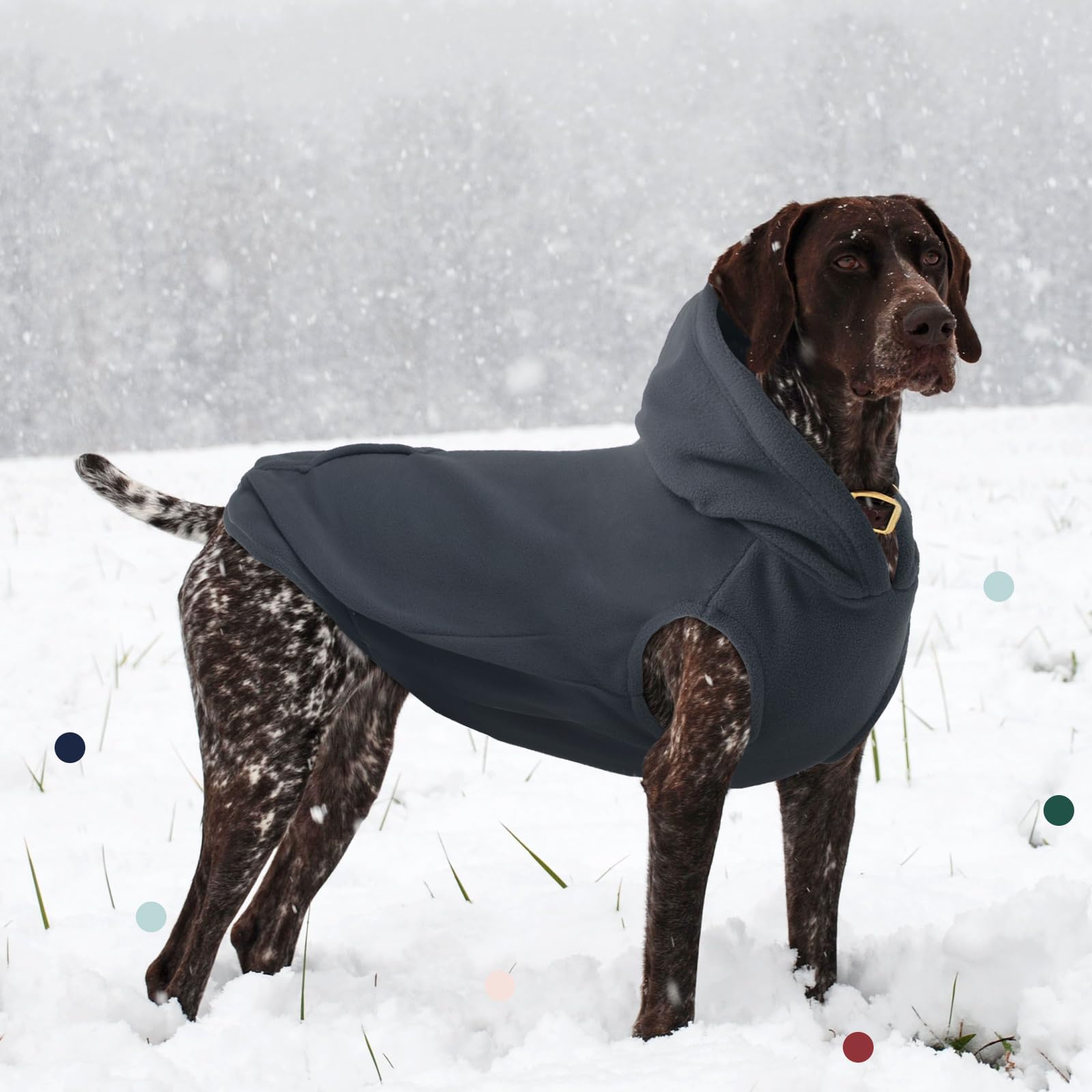 Iecoii Large Dog Sweatshirt, Hooded Fleece Vest With Leash Hole, Grey, 3Xl, Christmas Labrador Sweater