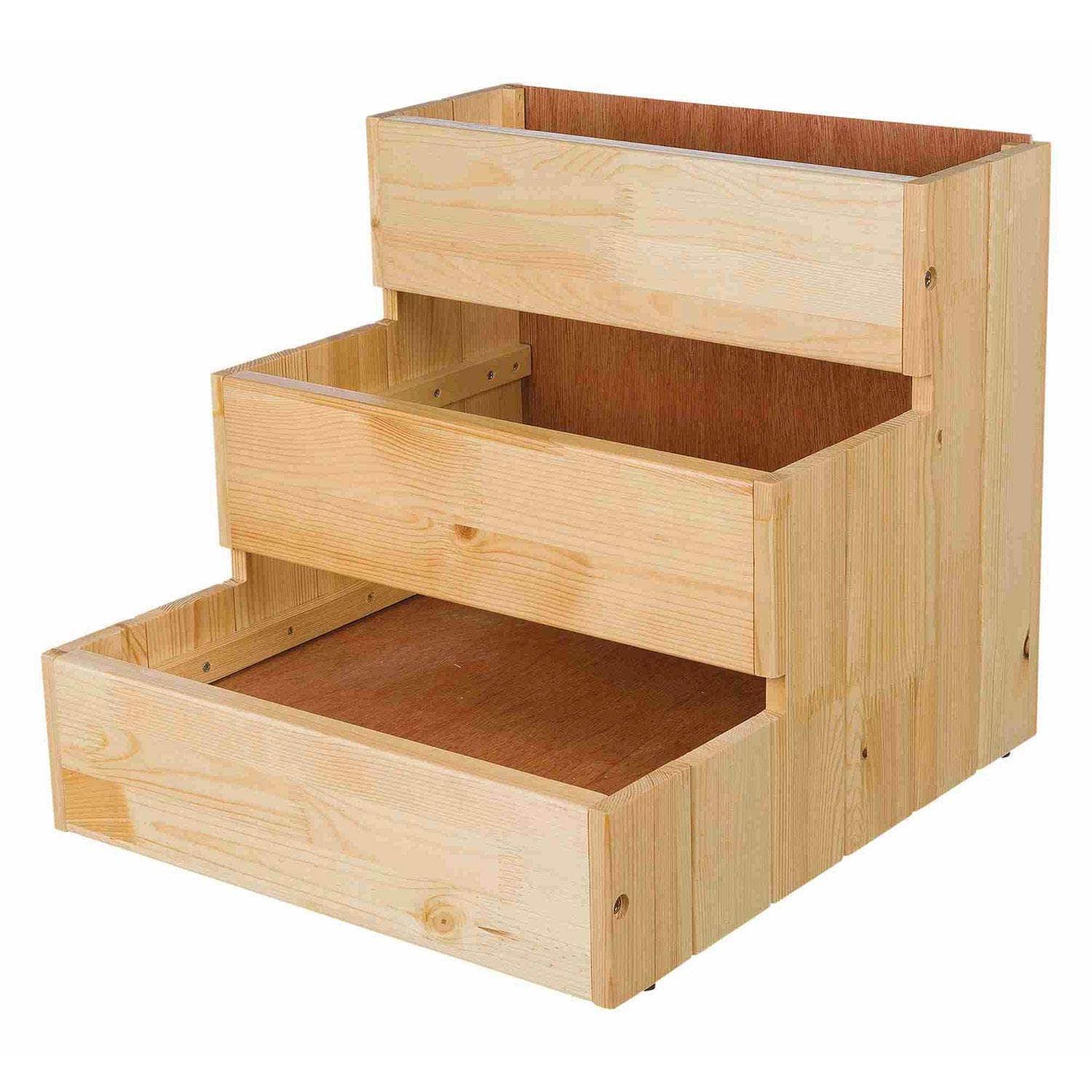 TRIXIE 3-Step Wooden Pet Stairs, Nonslip Carpeted Dog Steps, 15" H, Natural, Model 3943, Indoor Use for Dogs and Cats