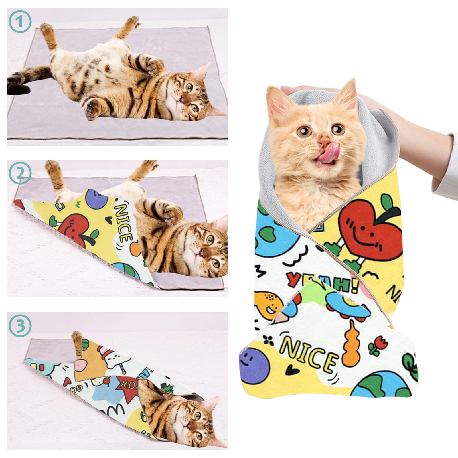 Virgoccy Cat Grooming Wrap, 2Pcs [L] Cat Restraint Wrap For Nail Clipping, Ear Cleaning, And Teeth Brushing, Self-Adherent, Anti