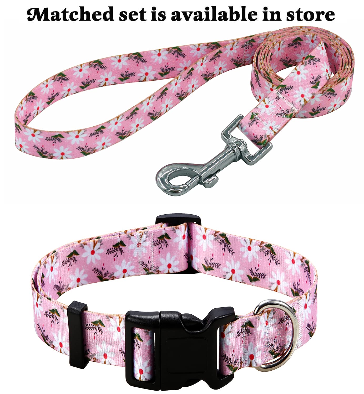 Mihqy Dog Collar With Bohemia Floral Tribal Geometric Patterns - Soft Ethnic Style Collar Adjustable For Small Medium Large Dogs (White Flower,L)