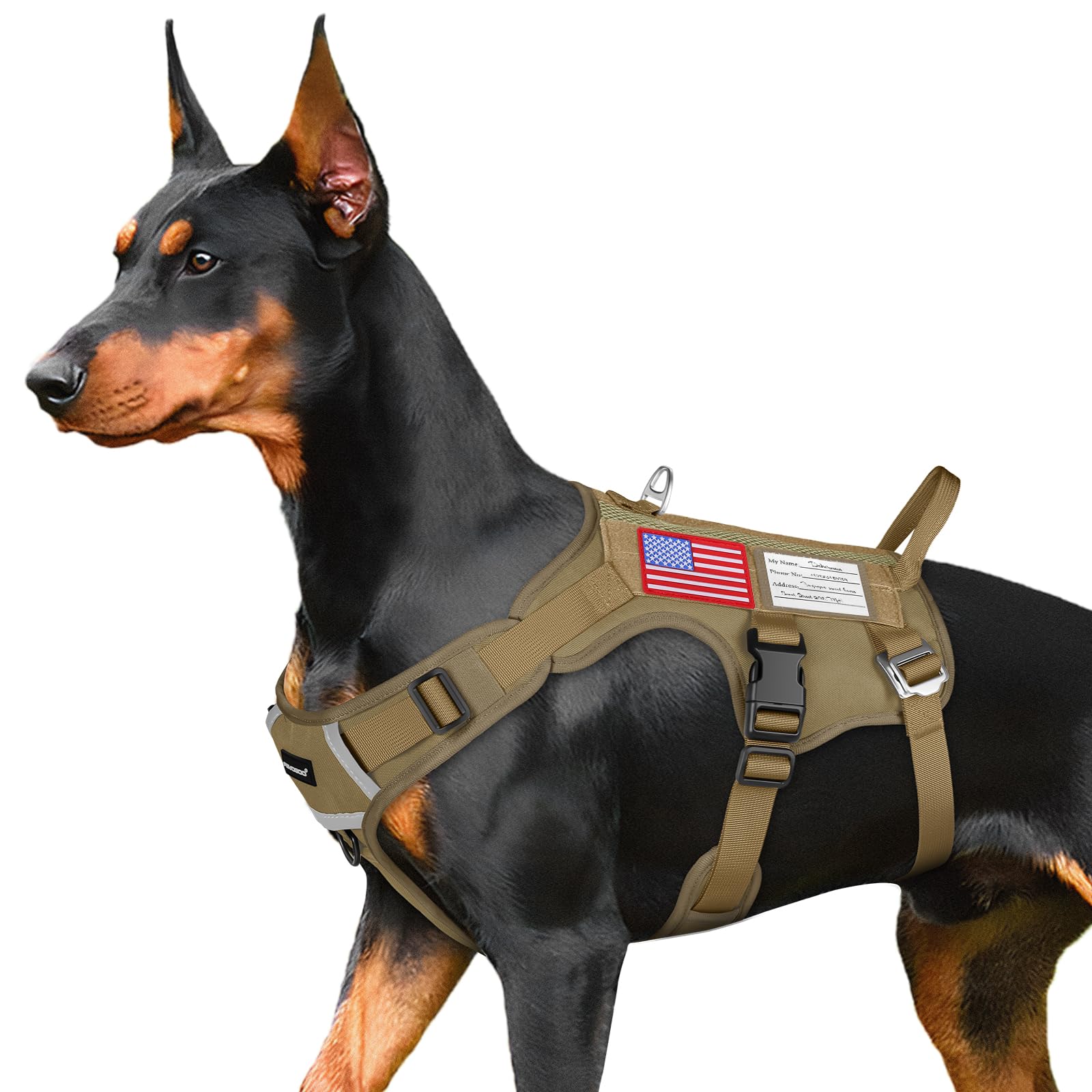 FAYOGOO Tactical Dog Harness for Medium Dog - Mesh Breathable Dog Harness Escape Proof with Handle - No Pull Military Service Do