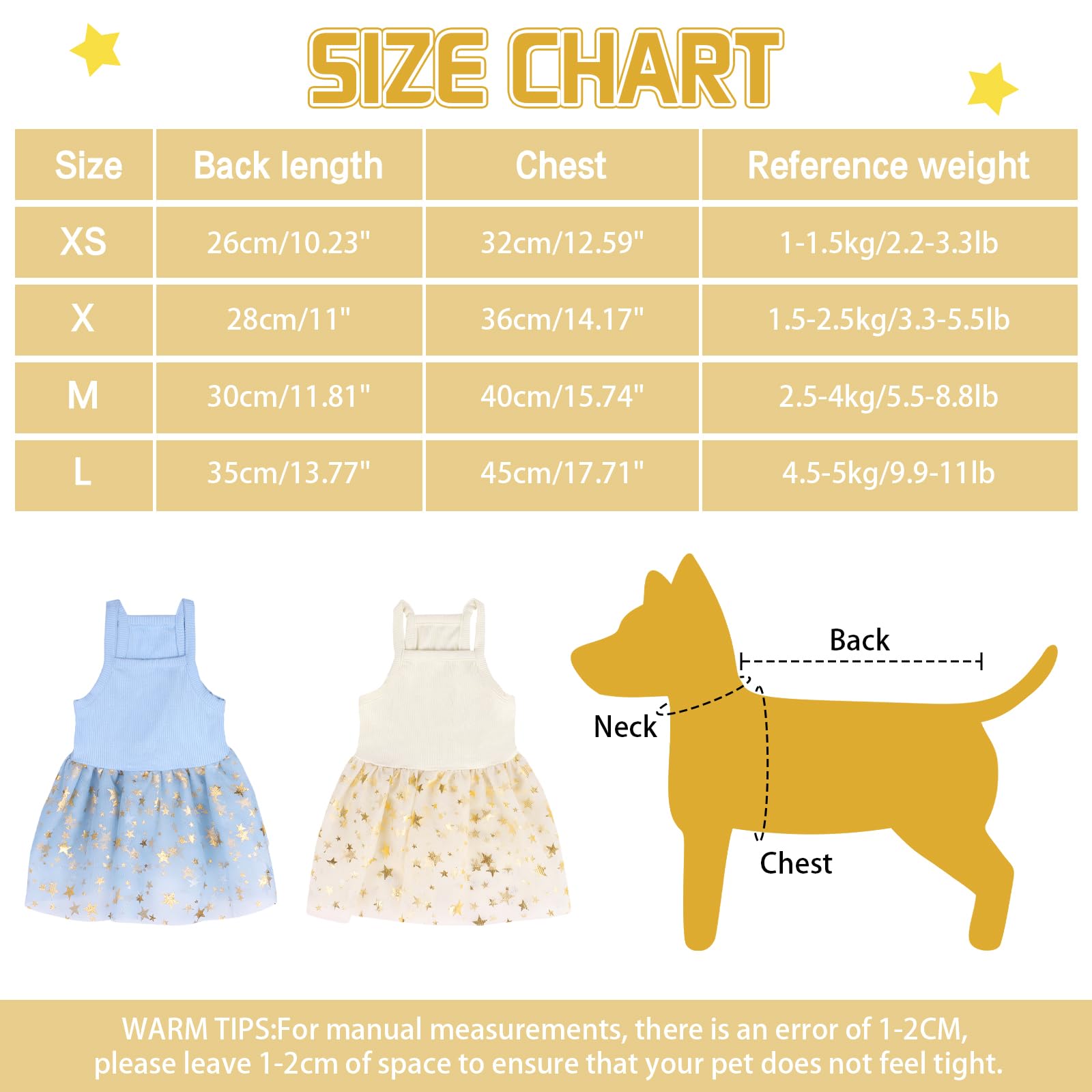 Dog Tutu Dress Cat Dogs Summer Tulle Slip Lace Dress Cute Puppy Glitter Star Skirt Pet Party Clothes For Small Medium Cat Dog (Y