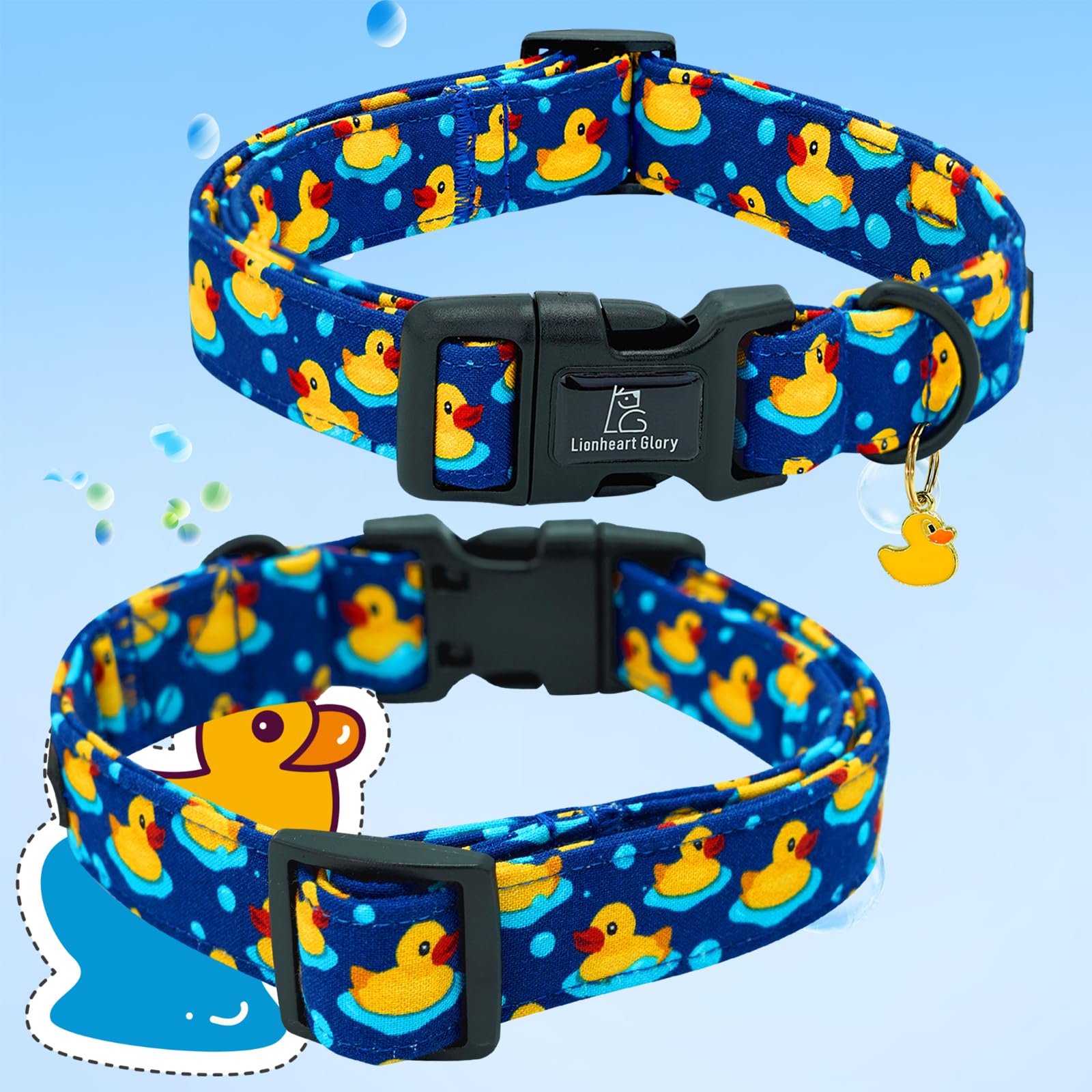 Lionheart Glory Dog Collar Ducky Pattern Cute Collar For Small Dogs Spring Summer Female Or Male Collars Pets Gift Adjustable He